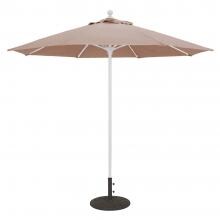 Galtech 9 Ft. Bar Height Octagonal Aluminum Patio Market Umbrella W/ Push Lift - White Frame W/ Sunbrella Canvas Antique Beige Canopy image