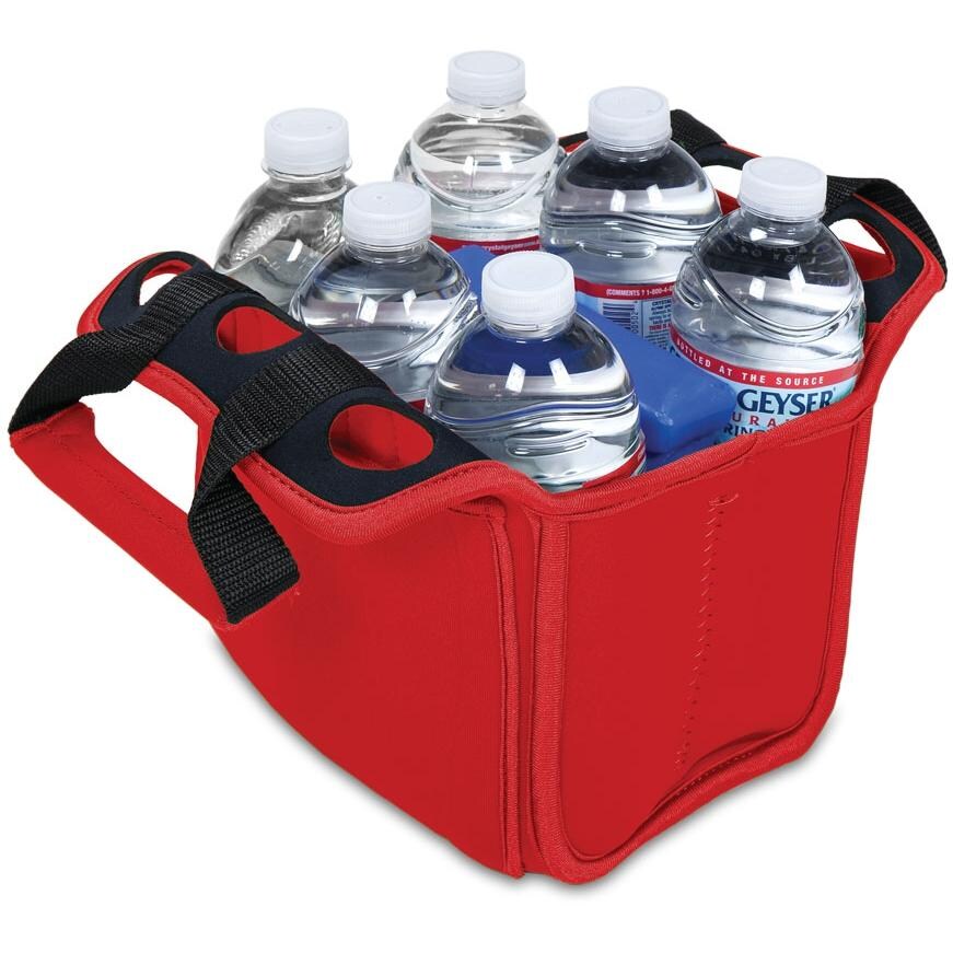 Picnic Time Six Pack Insulated Beverage Tote - Red - Open thumbnail