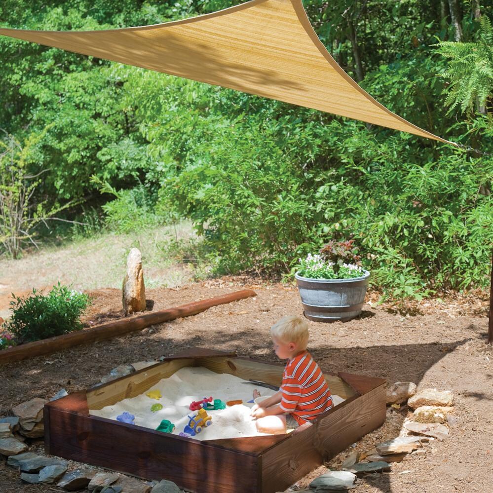 ShadeLogic Sun Shade Sail Heavy Weight 16 Foot Triangle - Sand Sandbox Cover thumbnail