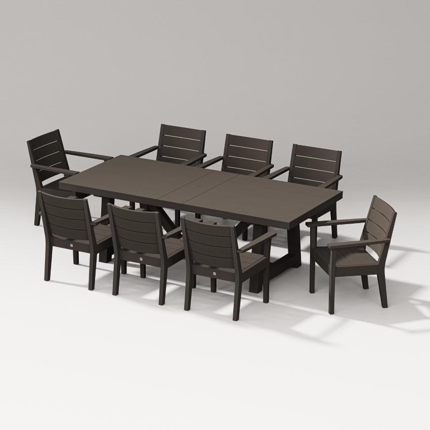Latitude 9 Pc A-Frame Table Dining Set in Vintage Coffee by PW Designer Series - White Background thumbnail