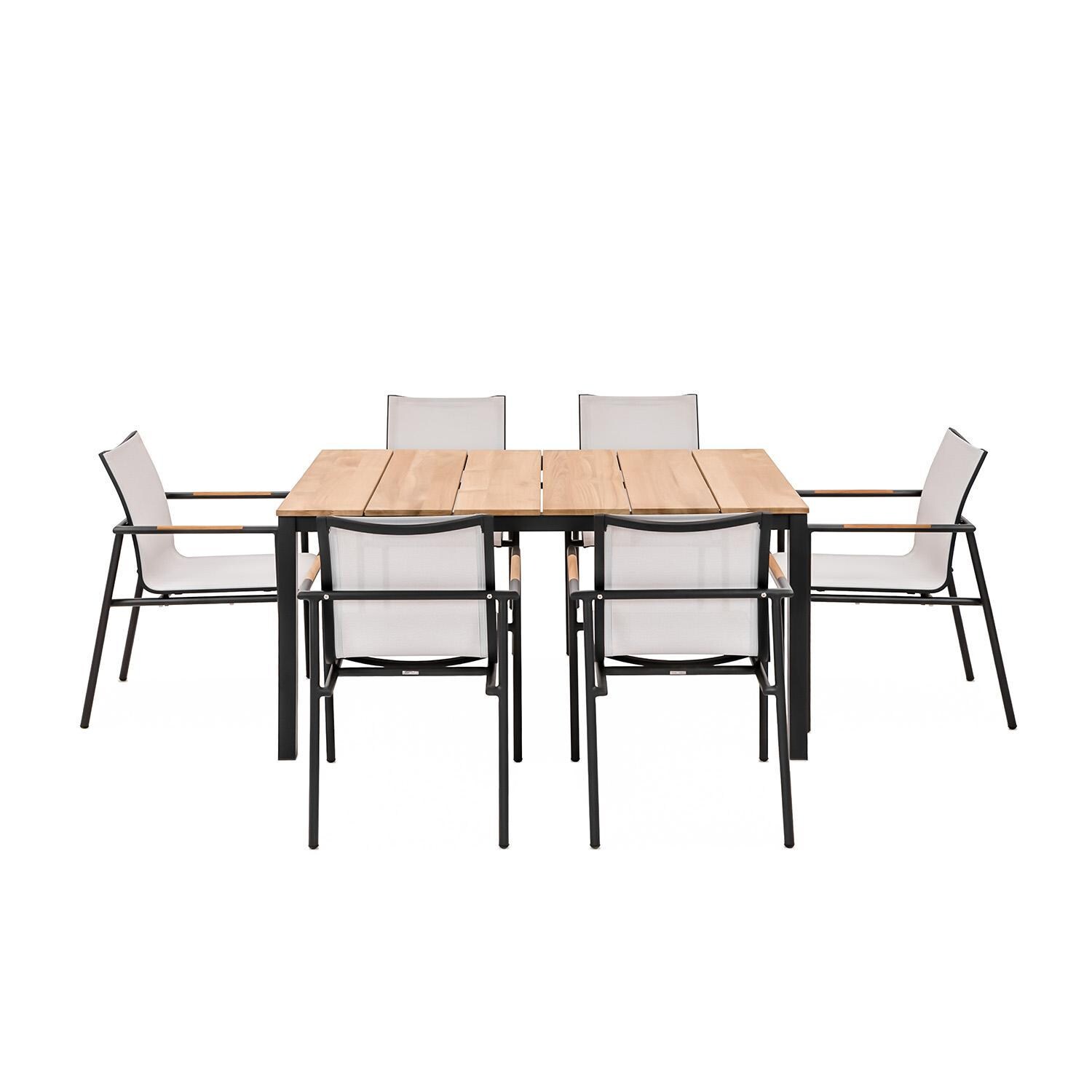 Teak + Table Paros/Barbados 60 Inch 7 Piece Dining Set - White Background thumbnail
