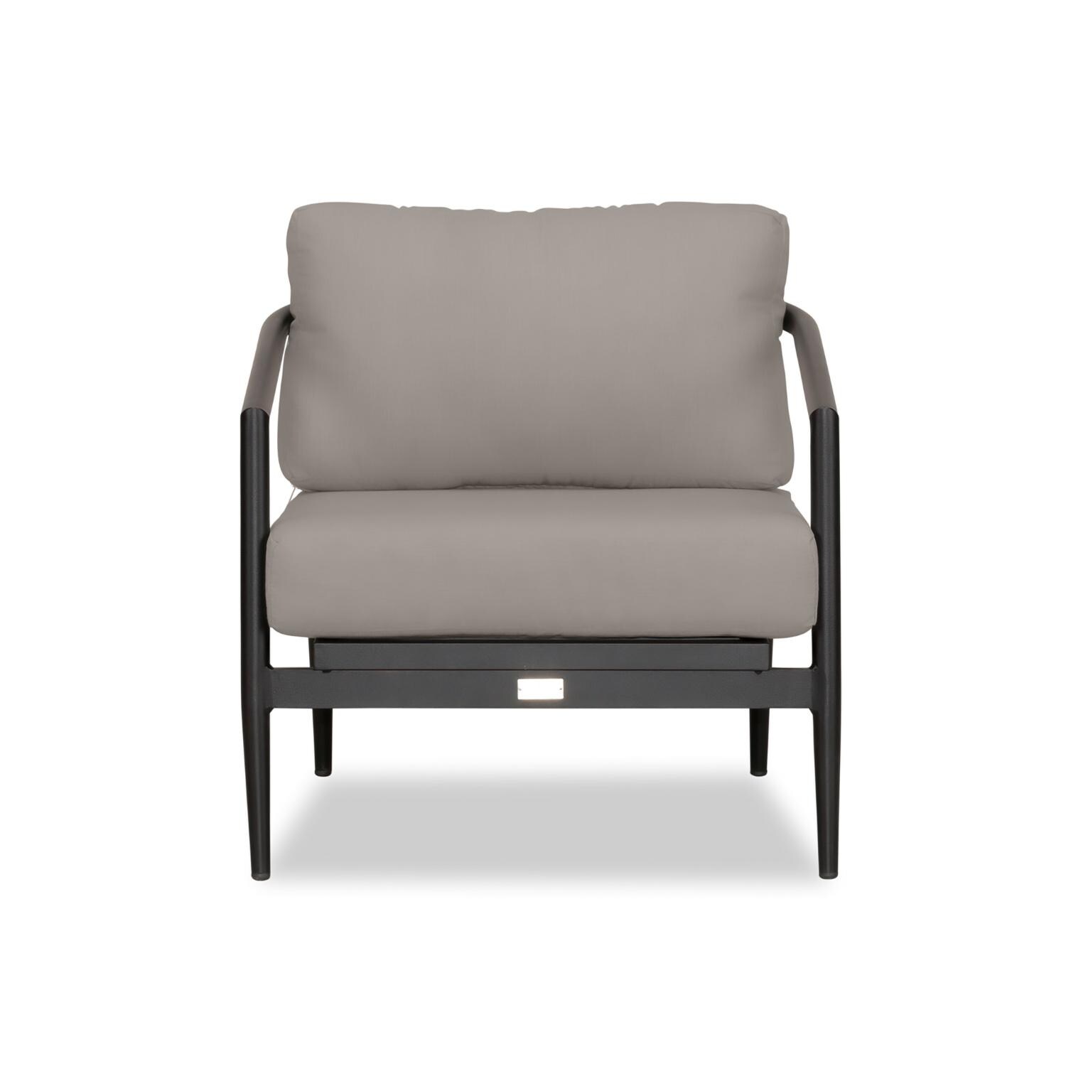 Lakeview Midnight Cove 4 Pc Aluminum Sofa Loveseat Seating Set in Black/Carbon/Canvas Charcoal - Club Chair - White Background thumbnail