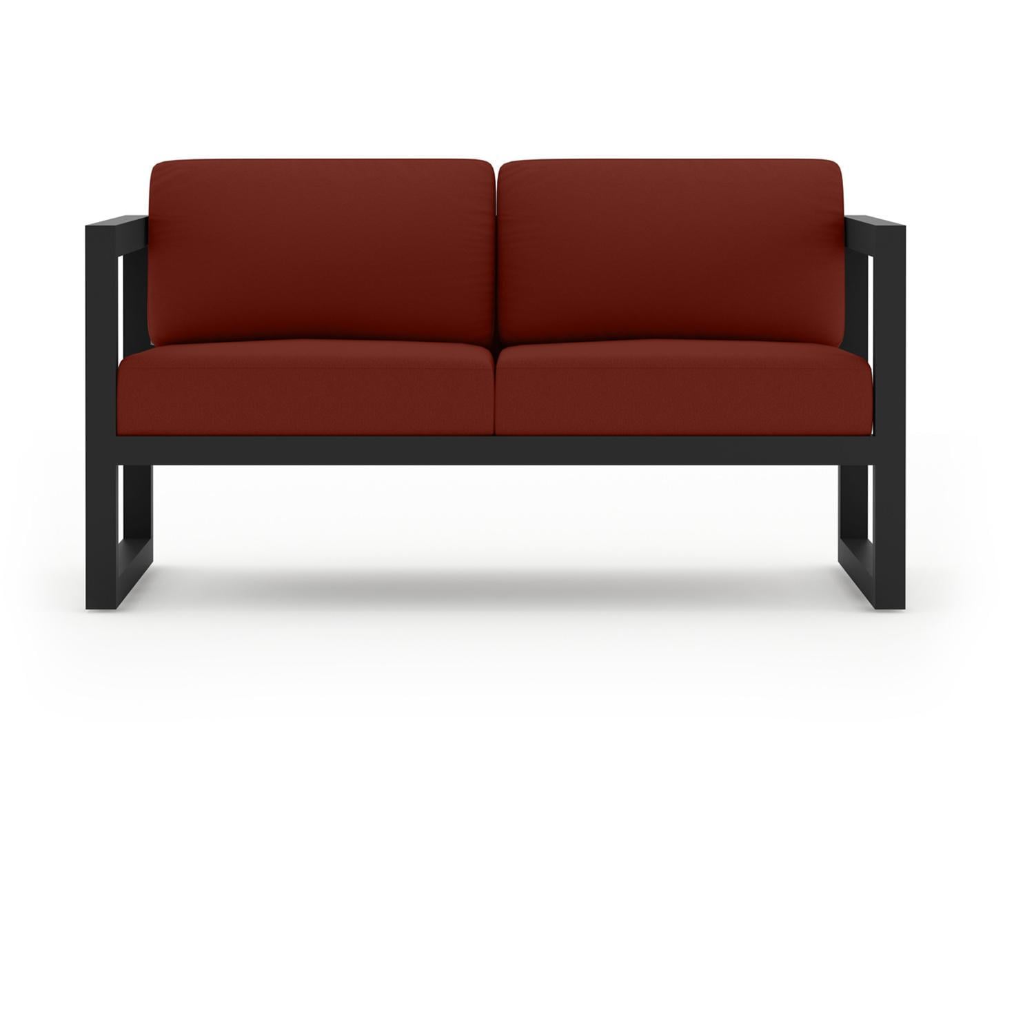 Lakeview MSTYMAS-BK-4SS-HN Misty Cove 4 Pc Aluminum Seating Set in Black w/Loveseat & Canvas Henna Cushions by Lakeview Outdoor Designs - Loveseat - White Background thumbnail