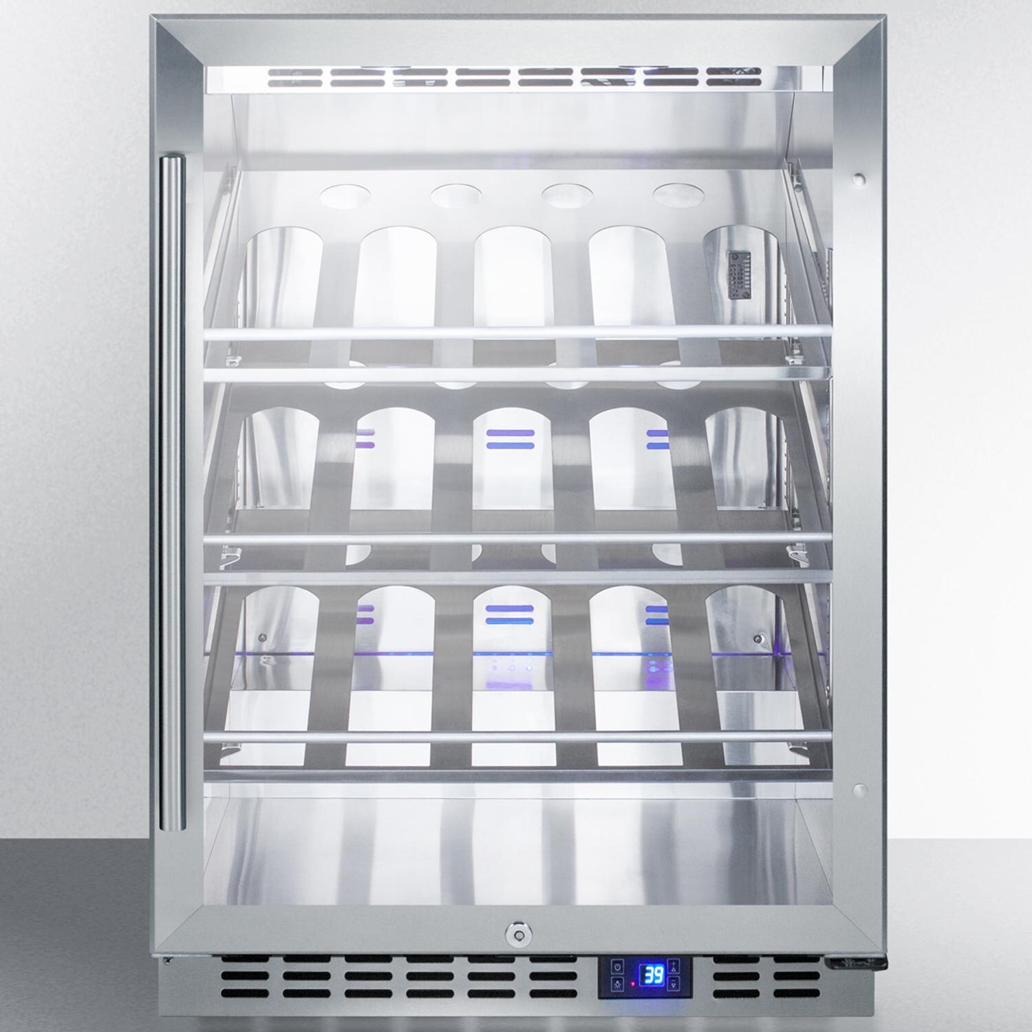 Summit Commercial SCR611GLOSCH 24-Inch 20 Bottle Built-In / Freestanding Outdoor Rated Wine Cellar - Interior Detail thumbnail