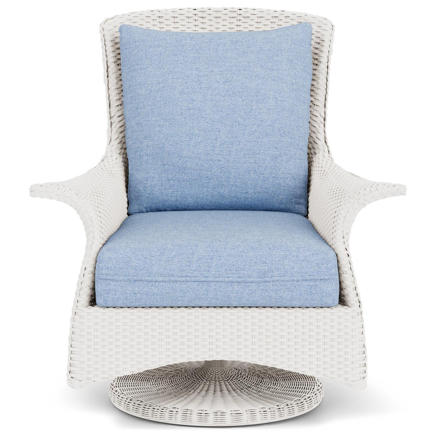 Lloyd Flanders Mandalay Swivel Rocker Lounge Chair in White Finish with Demo Skyway fabric thumbnail