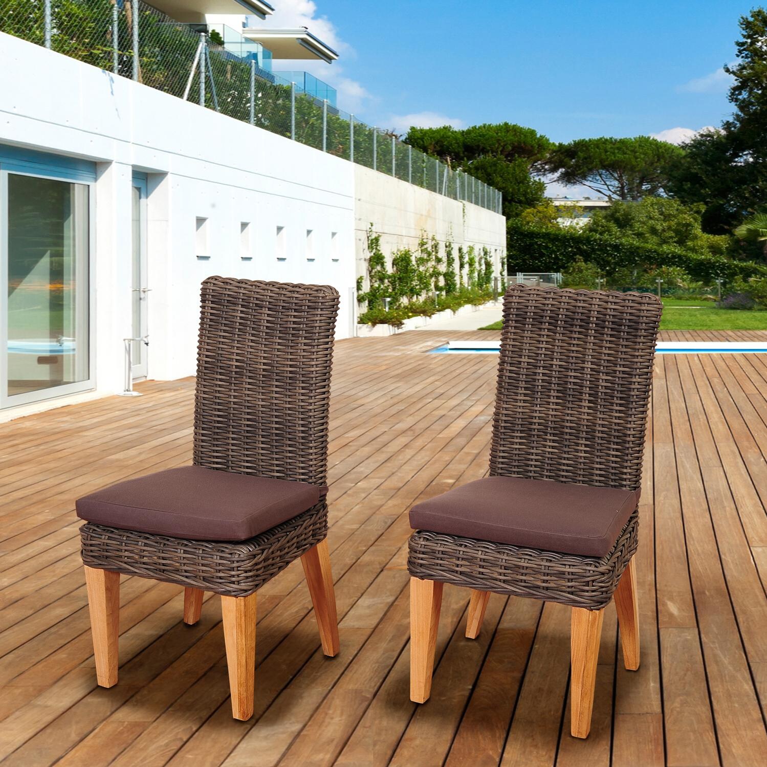 Amazonia Singapore 2Person Resin Wicker Patio Dining Side Chair Set