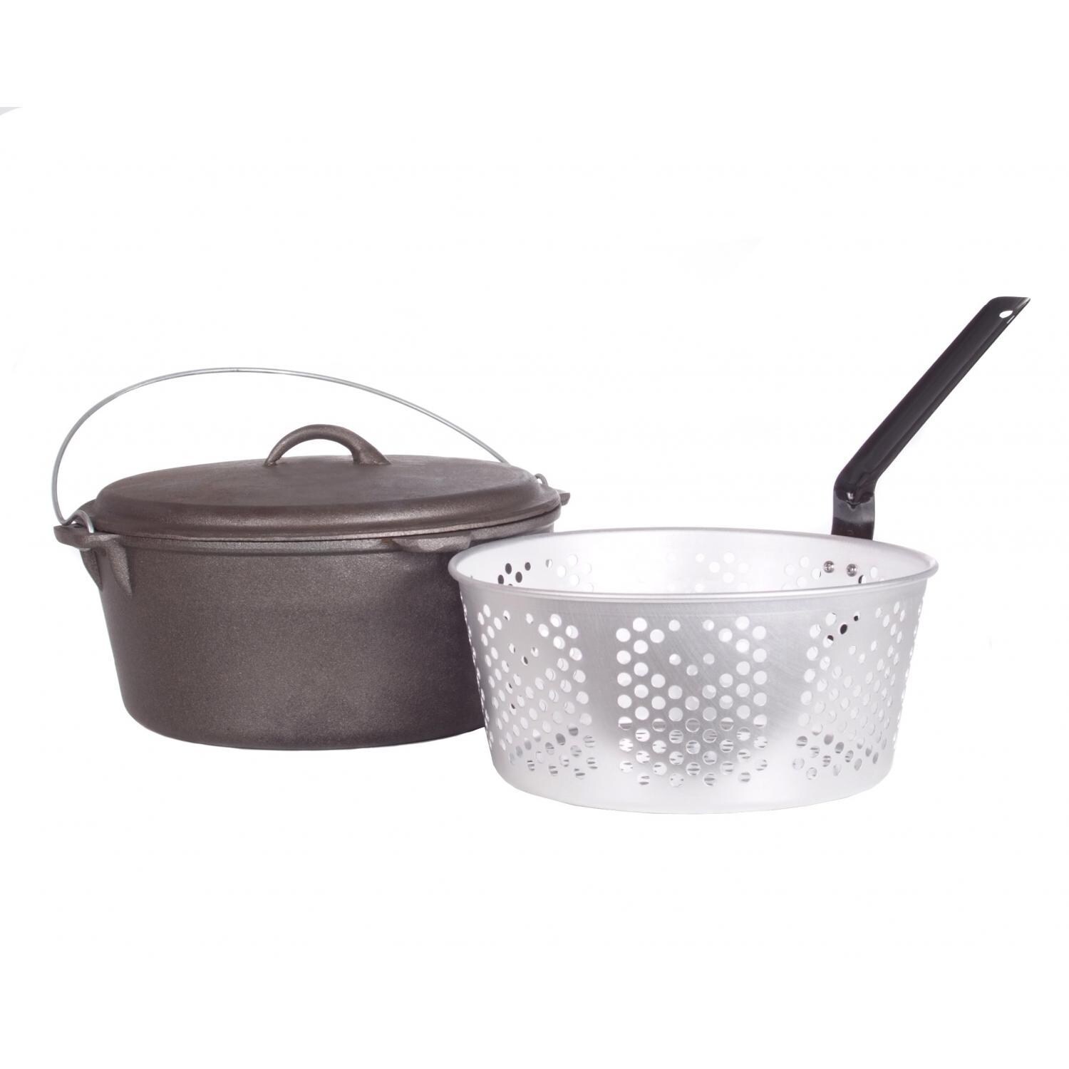 Cajun Cookware 9-Quart Unseasoned Cast Iron Dutch Oven With Fry Basket - GL10488A thumbnail