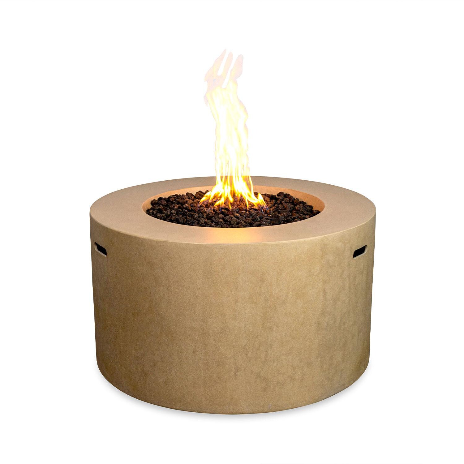 Glenwood 42-in Round Concrete Propane Gas Fire Pit w/ Hidden Propane Tank in Sand by Lakeview Outdoor Designs - White Background thumbnail