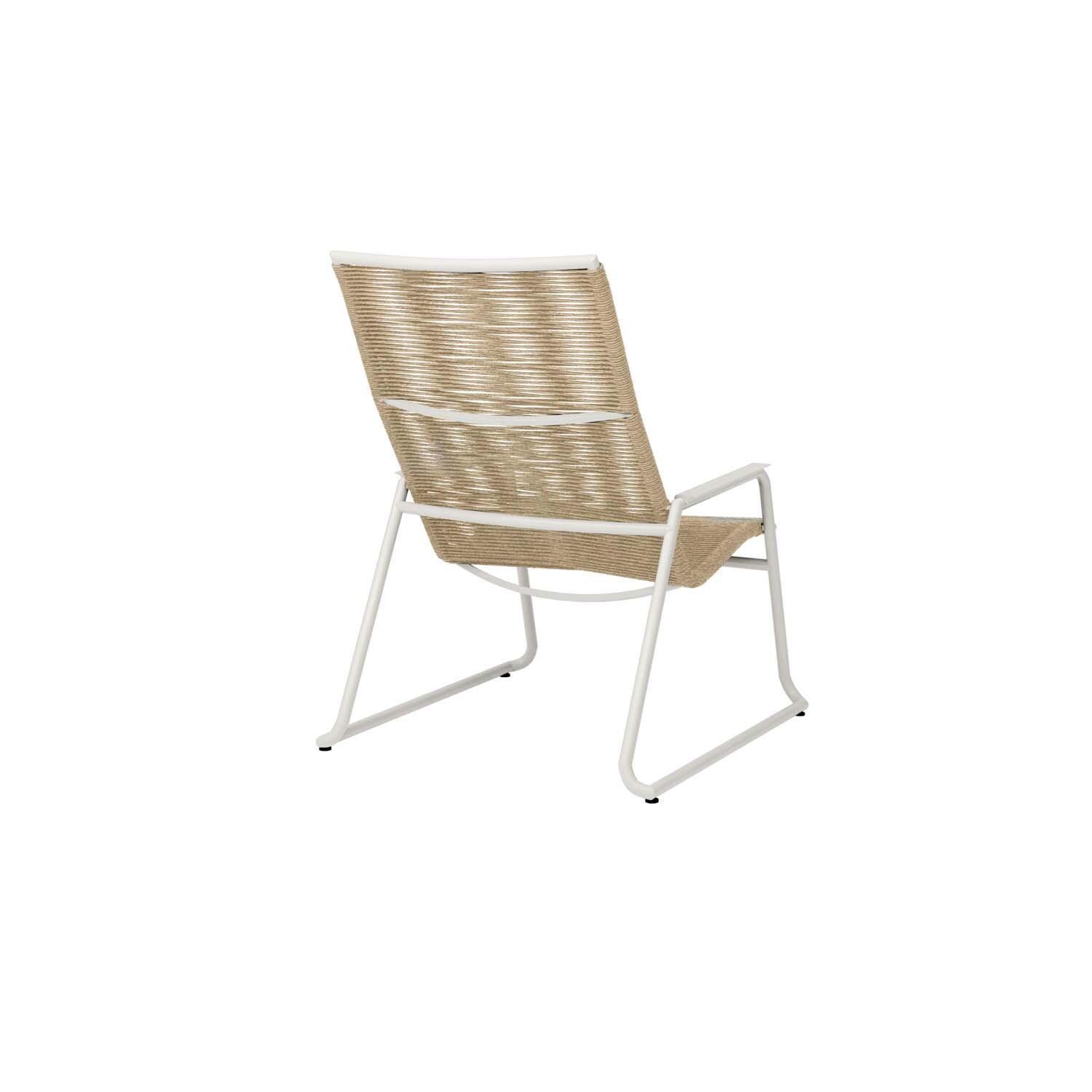 Cabana Wicker High Back Stackable Club Chair in Barley/Bone By Ebel - Back View - White Background thumbnail