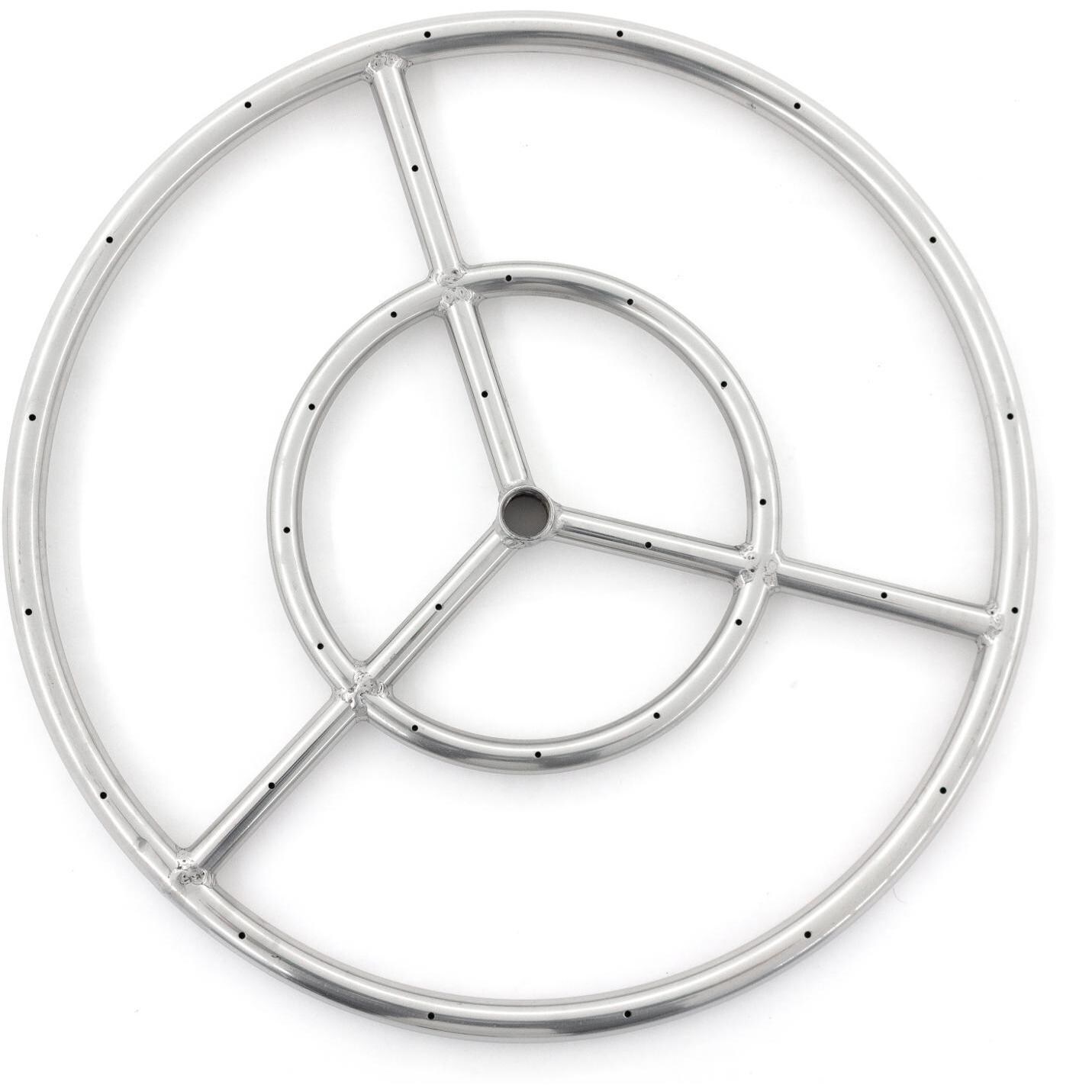  BBQGuys Signature Series 18-Inch Three-Spoke Round Propane Double-Ring Burner - Stainless Steel - Top View thumbnail