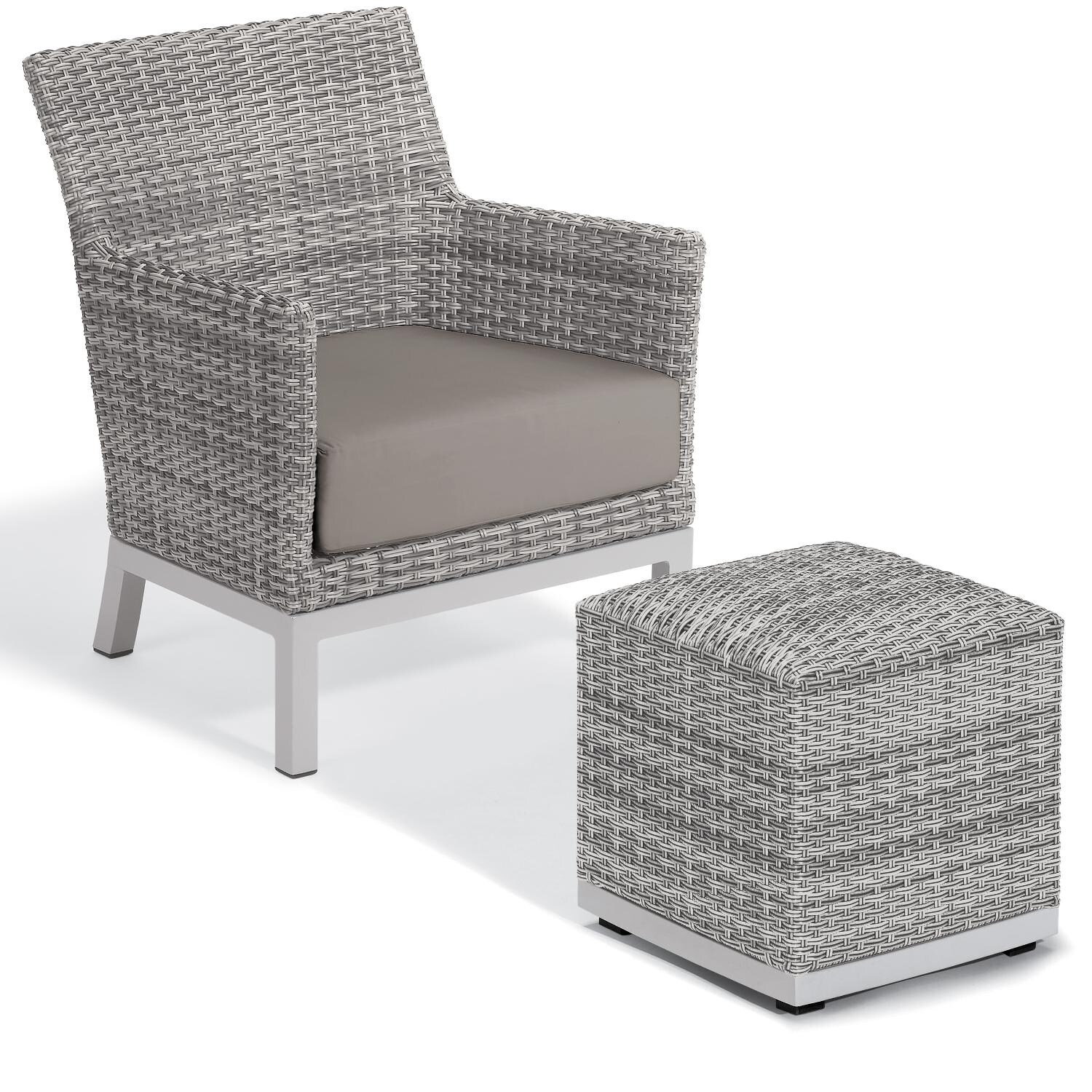 Argento 2 Piece Wicker Patio Seating Set W/ Ottoman By Oxford Garden - Stone thumbnail