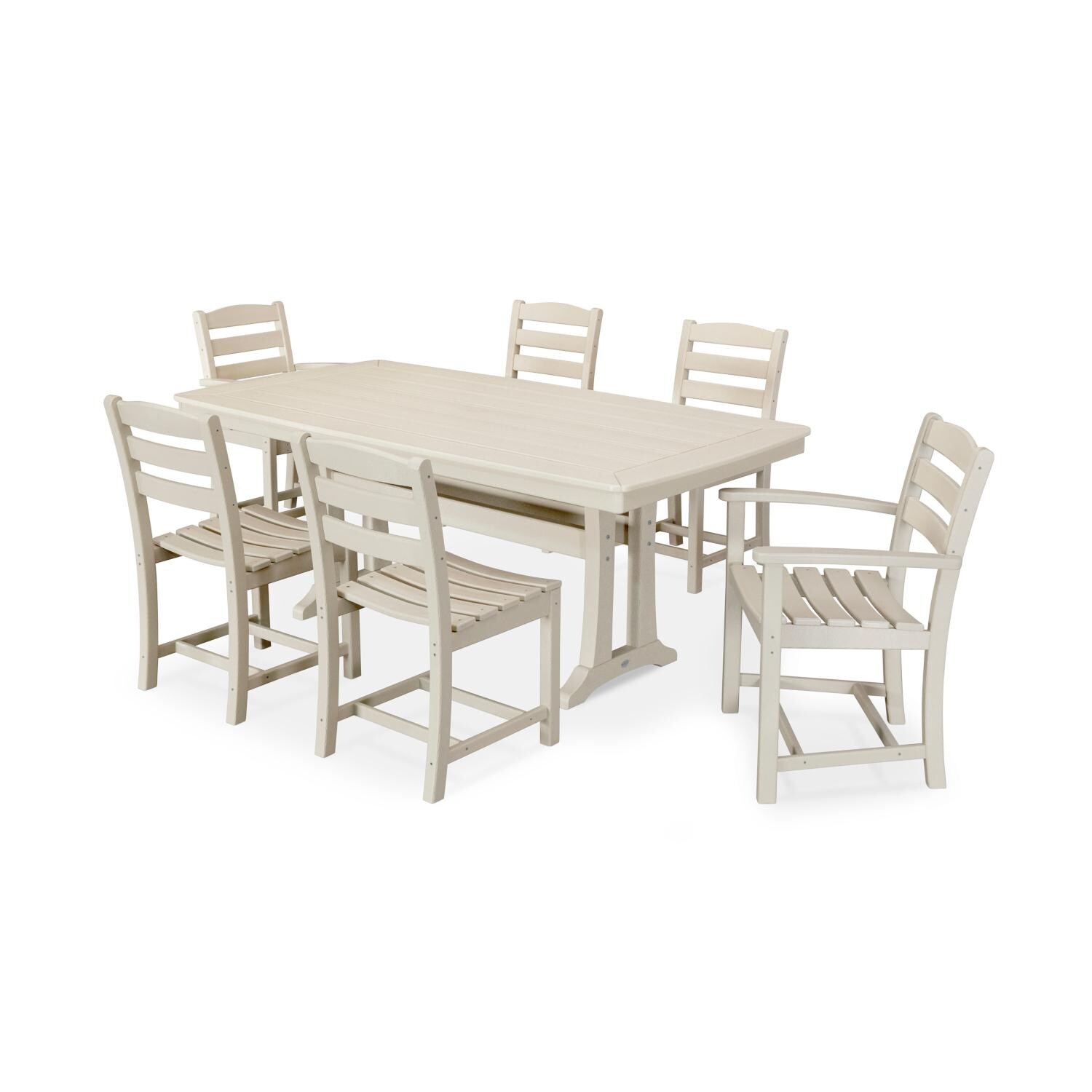 POLYWOOD La Casa Cafe Sand 7 Piece Rectangular Dining Set thumbnail