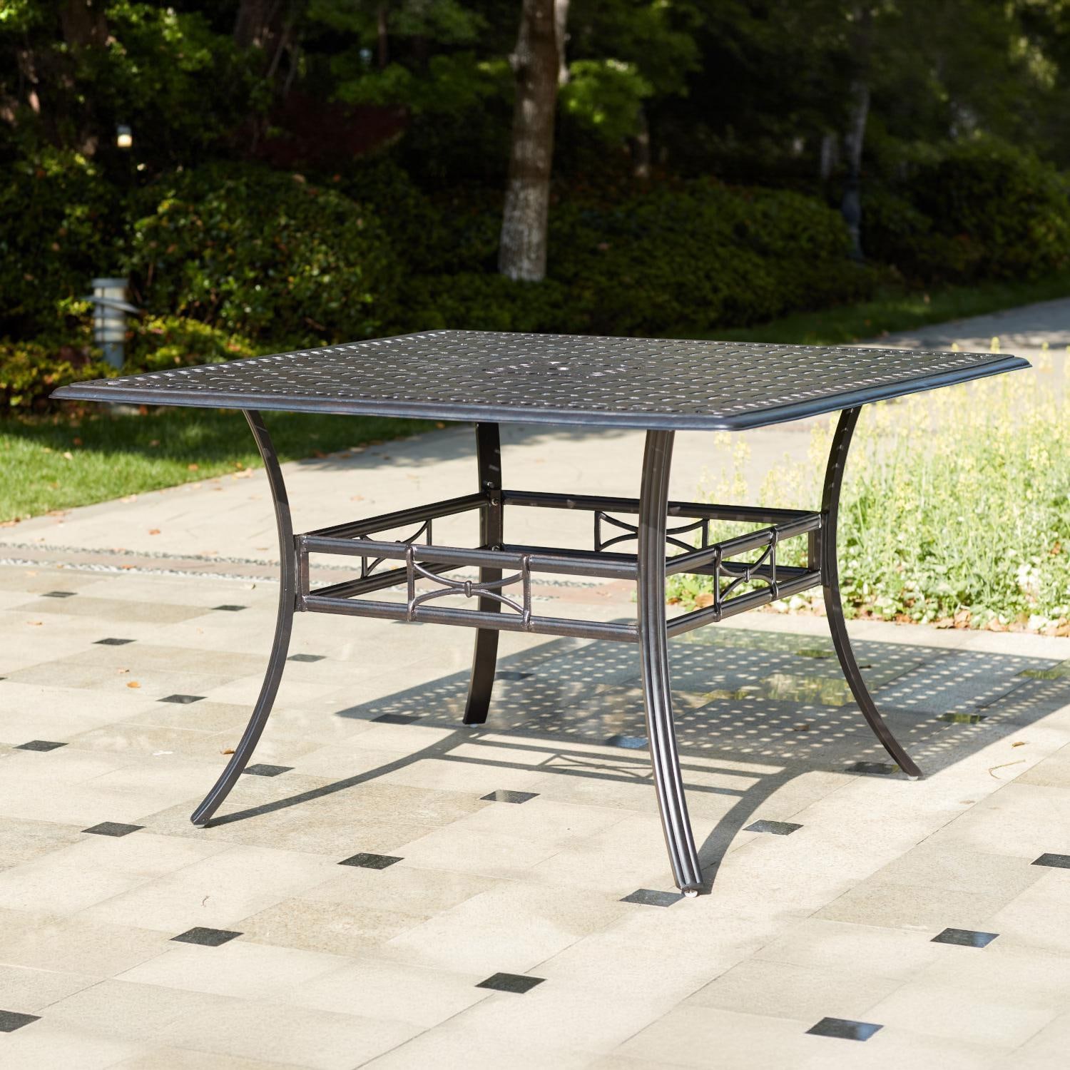 Darlee 201010-9PC-88WCH Santa Barbara 9 Piece Cast Aluminum Patio Counter Height Dining Set W/ 60 Inch Square Table & Beige Canvas Cushions - Dining Table thumbnail