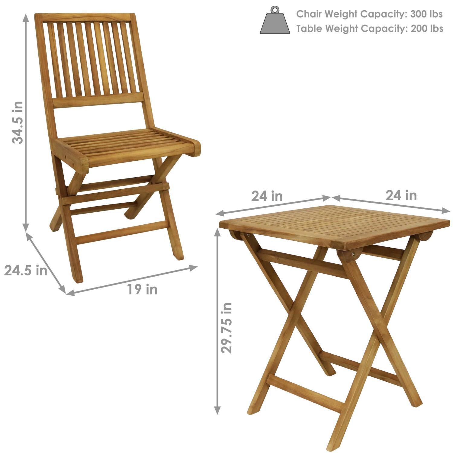 Ultimate Patio Nantasket 3-Piece Outdoor Wooden Bistro Set - Dimensions thumbnail