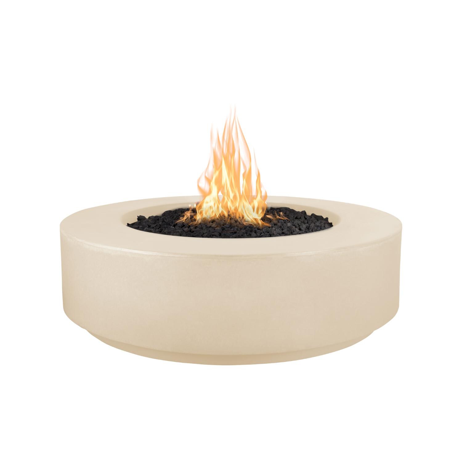 Florence 42 Inch Round GFRC Propane Fire Pit w/ Glow Plug in Vanilla by The Outdoor Plus