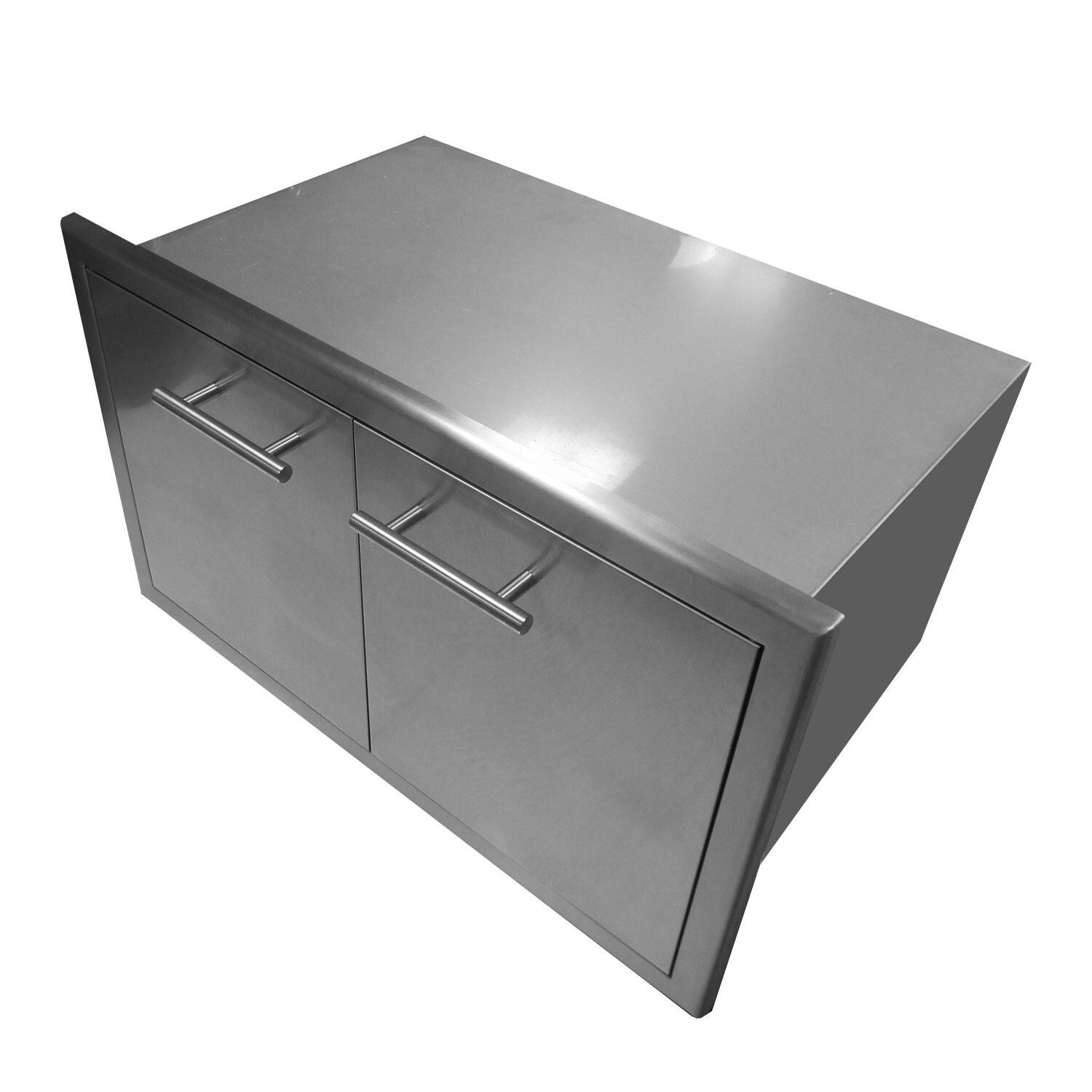 XO Appliance XOG36PANTRY Pro-Grade 36-Inch Outdoor Stainless Steel Sealed Pantry Double Access Door - Overhead View - White Background thumbnail