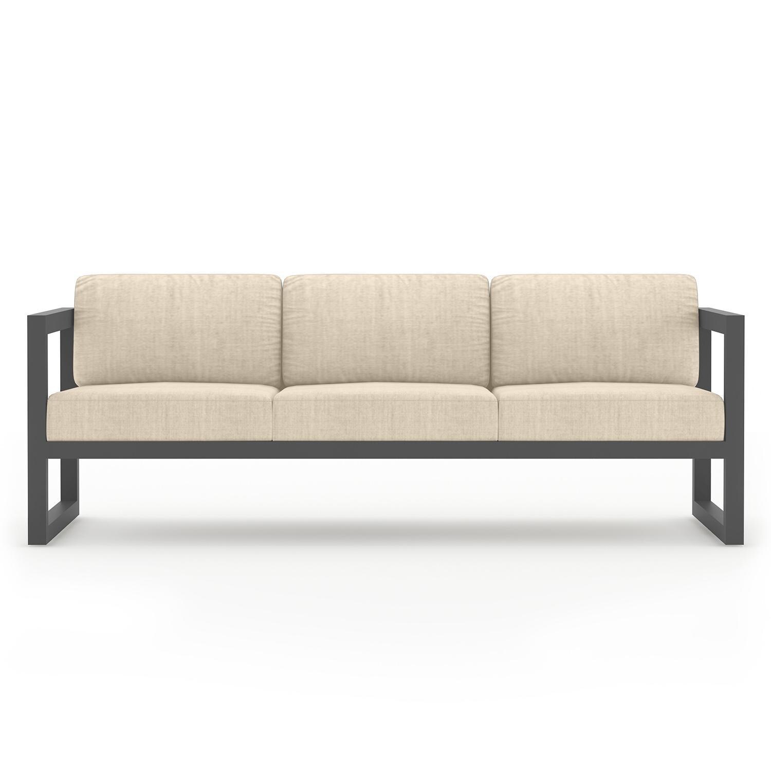 Misty Cove 3 Person Aluminum Sofa in Slate/Canvas Flax by Lakeview Outdoor Designs