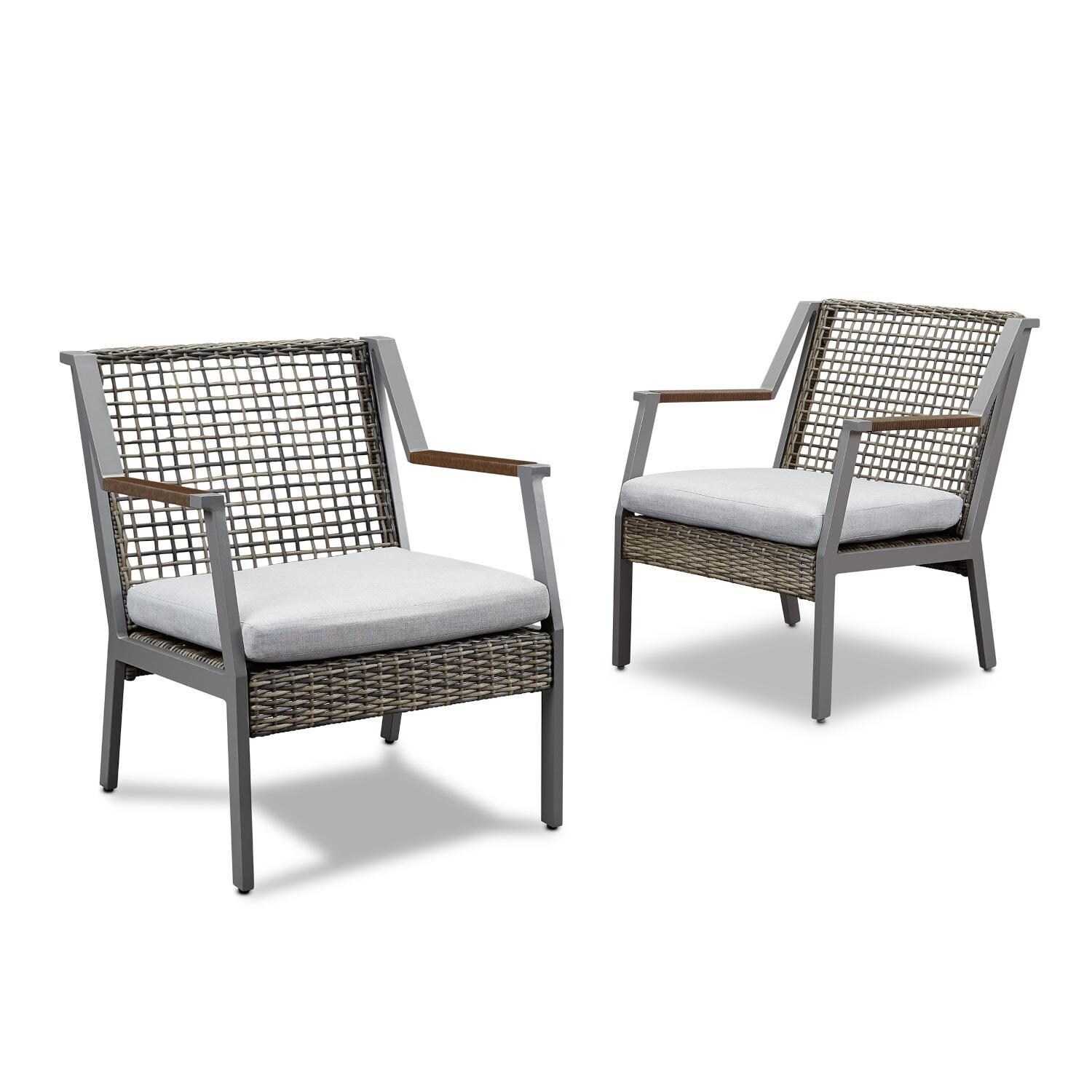 Lakeview Rustic Bay Gray 2 Piece Aluminum Chair Set - Full Set - White Background