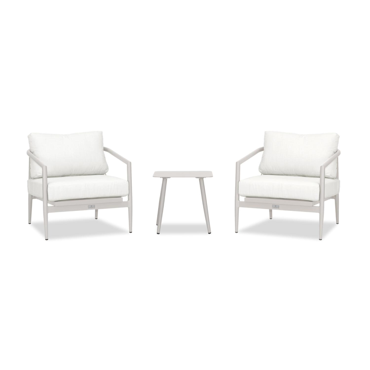 Lakeview Midnight Cove 3 Pc Aluminum Club Chair Seating Set in Urban Stone/Carrera/Canvas Natural - Front - White Background thumbnail