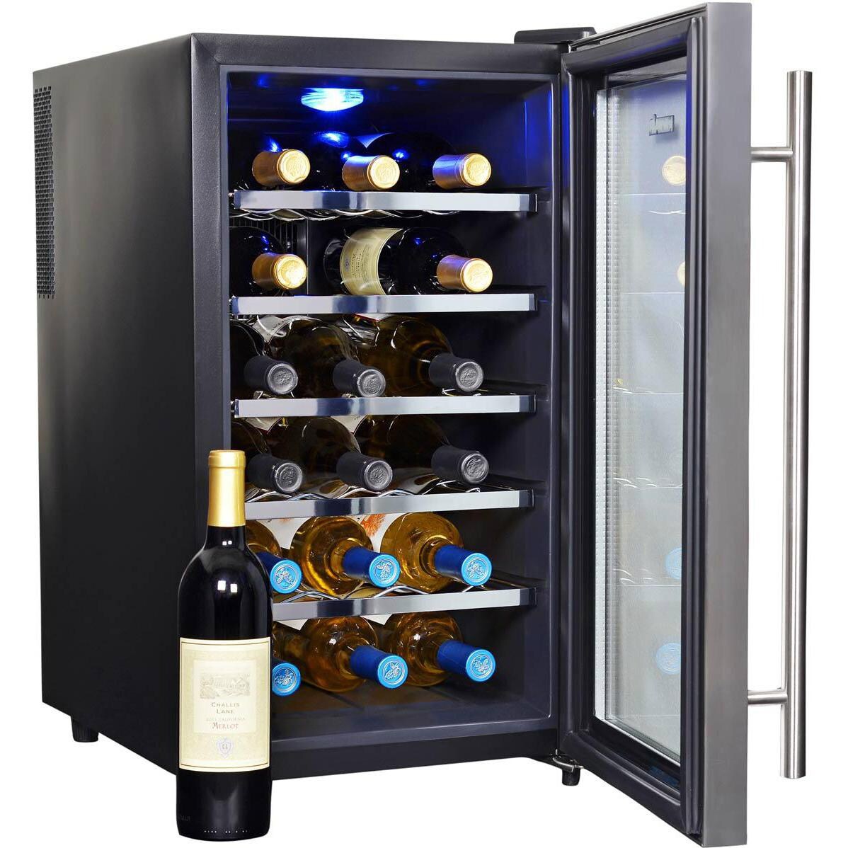 NewAir 18 Bottle Freestanding Thermoelectric Wine Cooler - AW-181E - Door Open thumbnail