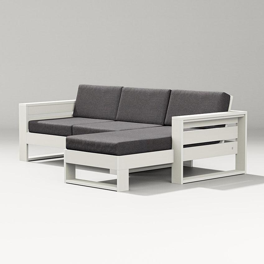 Latitude 3 Person Sectional Sofa w/ Right Chaise in Vintage White/Ash Charcoal By PW Designer Series