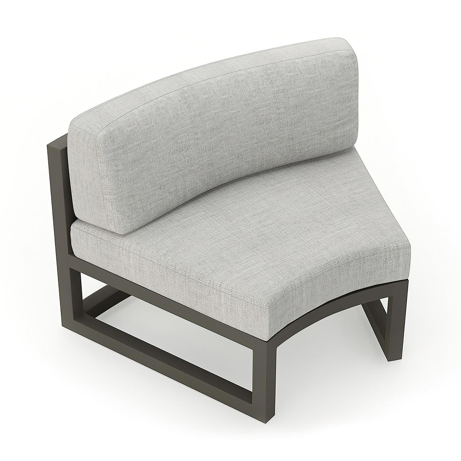 Misty Cove 2 Piece Aluminum Curve Club Chair in Slate w/Cast Silver Cushions by Lakeview - Top Angle View - White Background thumbnail