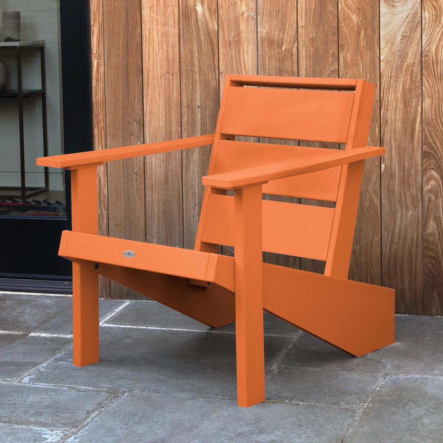 Hazel Cove Recycled Plastic Adirondack Chair in Citrus Orange by Lakeview Outdoor Designs - Lifestyle thumbnail