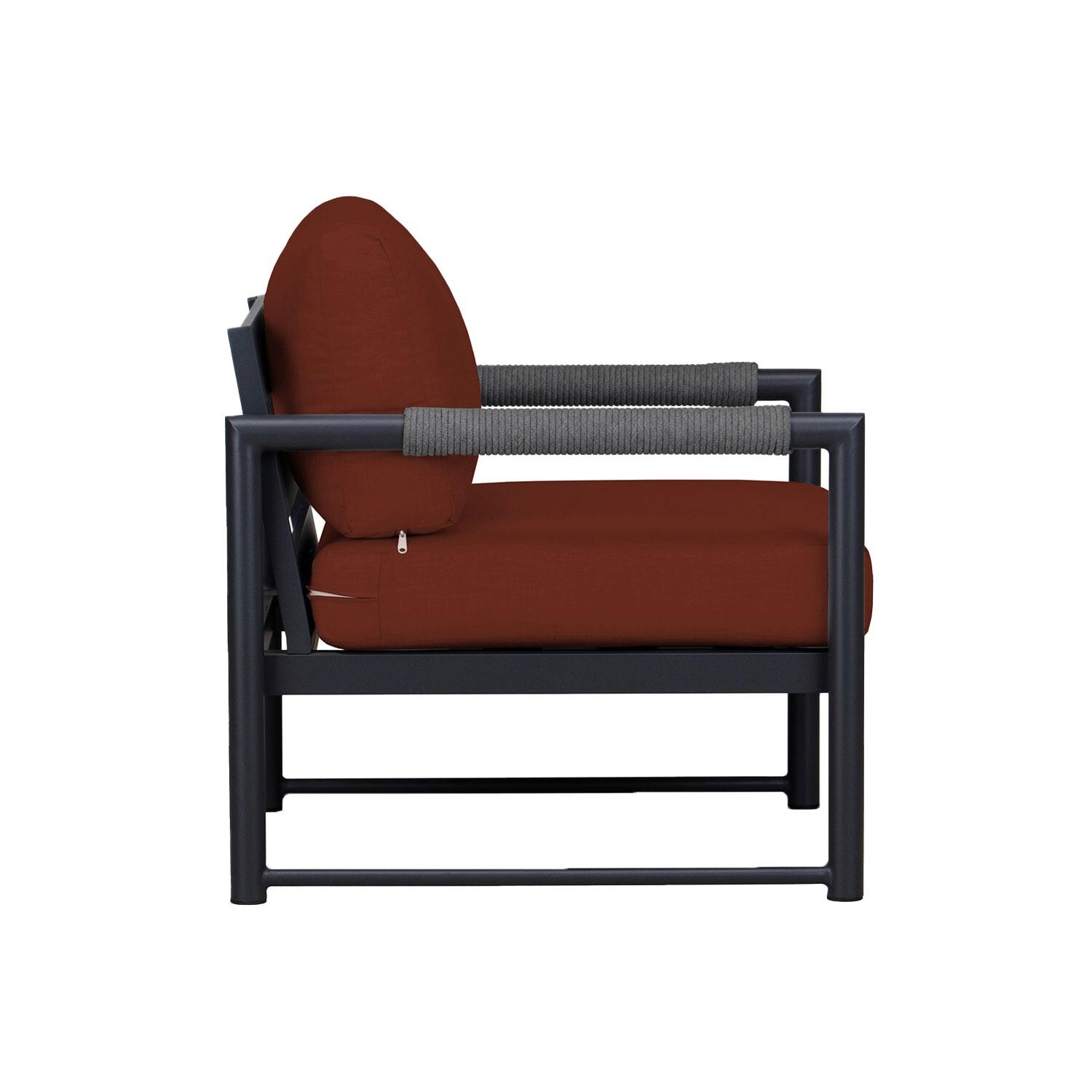 Lakeview AVEBAY-BK-CO-CC-HN Avenue Bay Black/Carbon Club Chair - Canvas Henna - Side View - White Background thumbnail