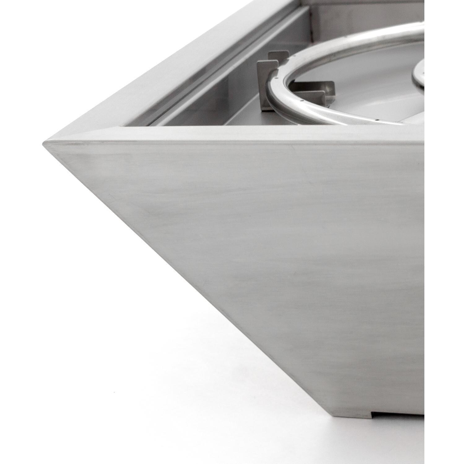 BBQGuys Signature Series Westfalen 24-Inch Square High-Rise Propane Fire Bowl - Stainless Steel - Finish Detail thumbnail