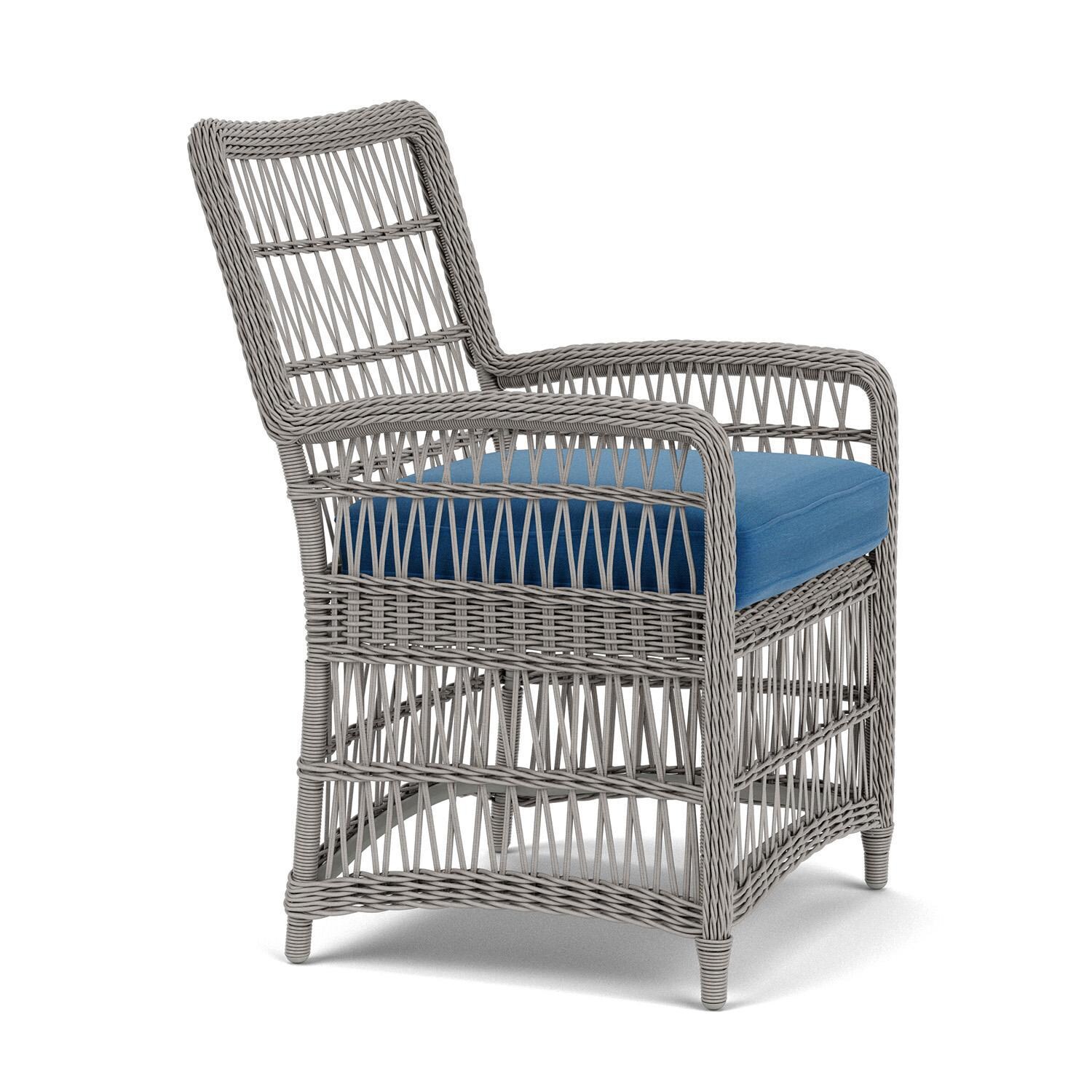 Lloyd Flanders Mackinac Dining Armchair in Putty Finish with Flagship Atlantis Fabric - Right Side thumbnail