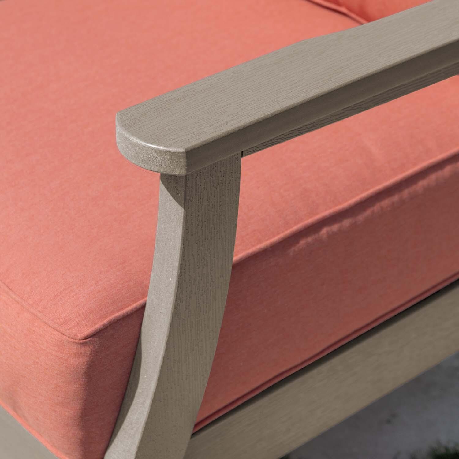 Blushing Bay Recycled Plastic Club Chair in Canvas Persimmon/Woodland Brown by Lakeview Outdoor Designs - Frame - Detail thumbnail
