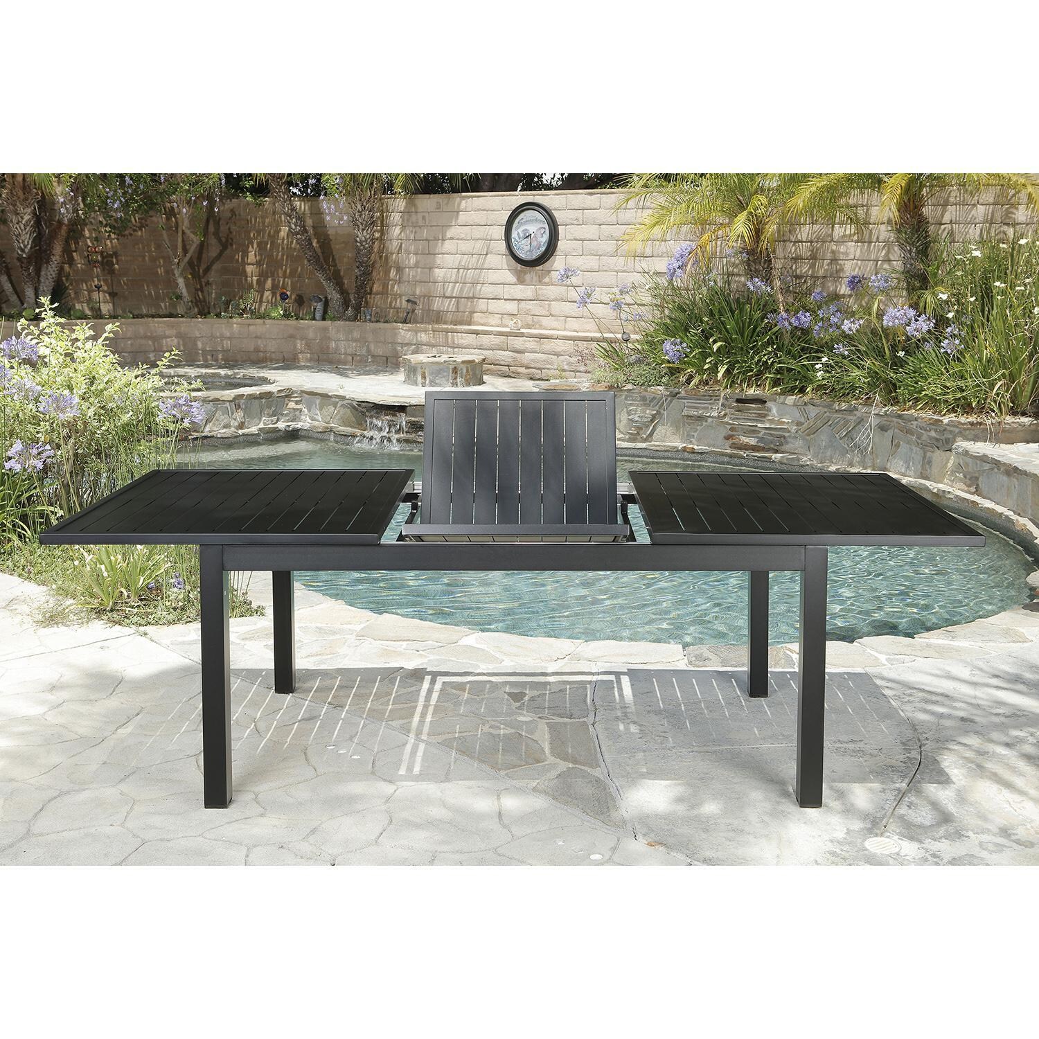 Lakeview Outdoor Designs Tensas 7 Piece Aluminum Patio Dining Set - Patio Dining Table - Setting Up the Extension Leaf thumbnail