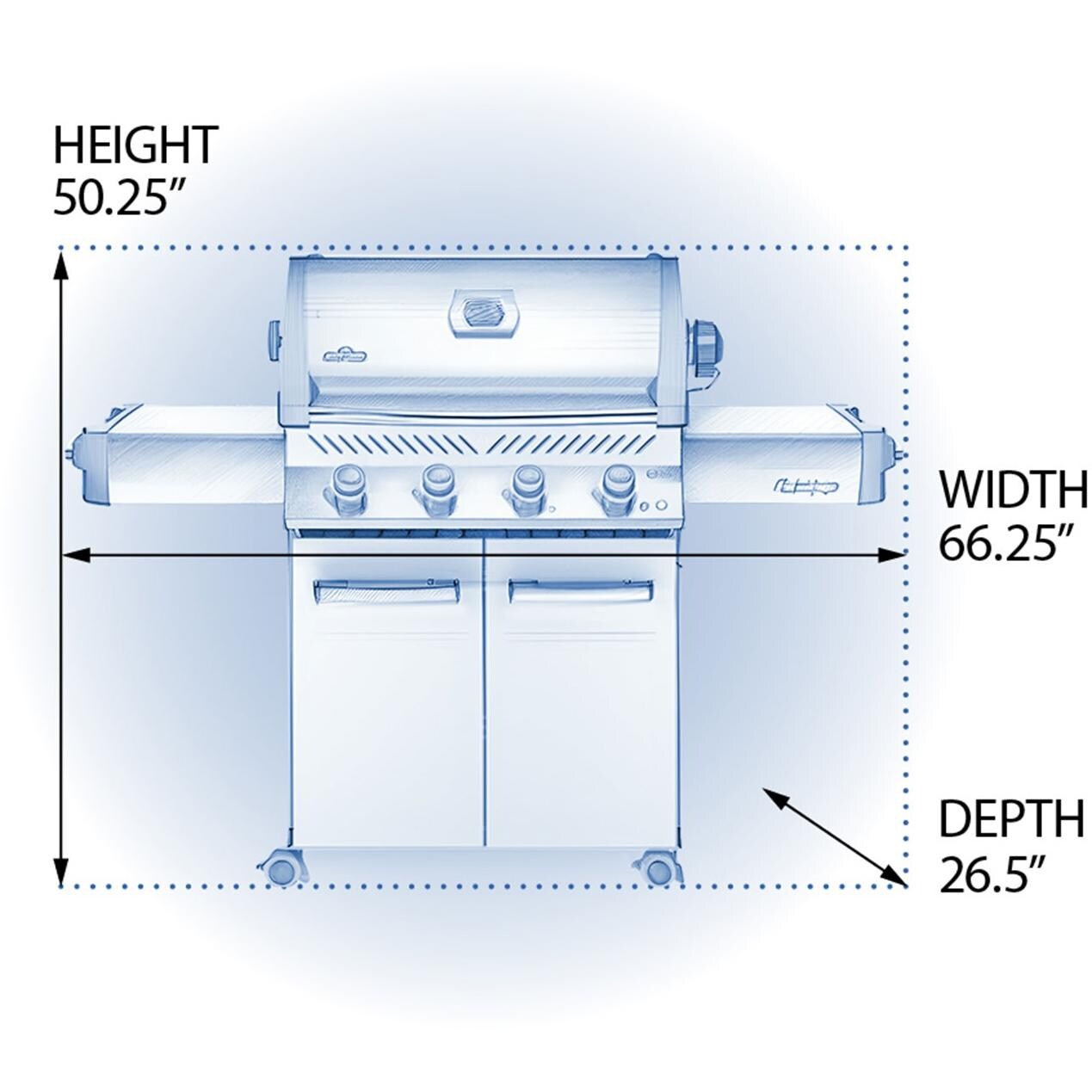 Napoleon Prestige 500 Gas Grill - Dimensions - Diagram thumbnail