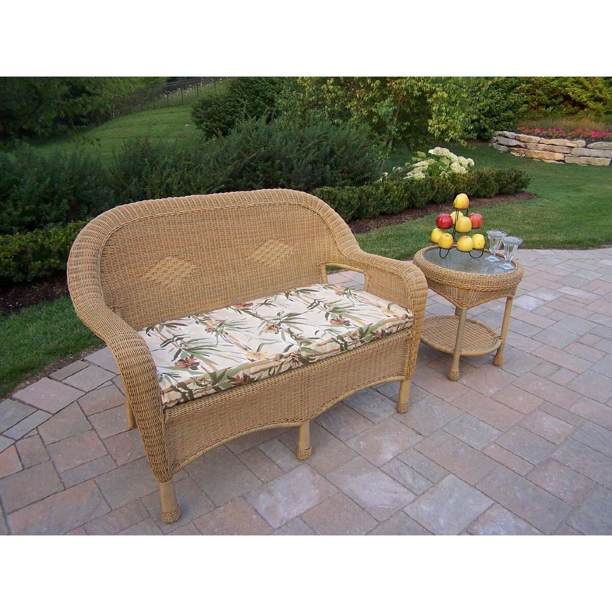 Oakland Living Resin Wicker Patio Loveseat Set Honey BBQGuys