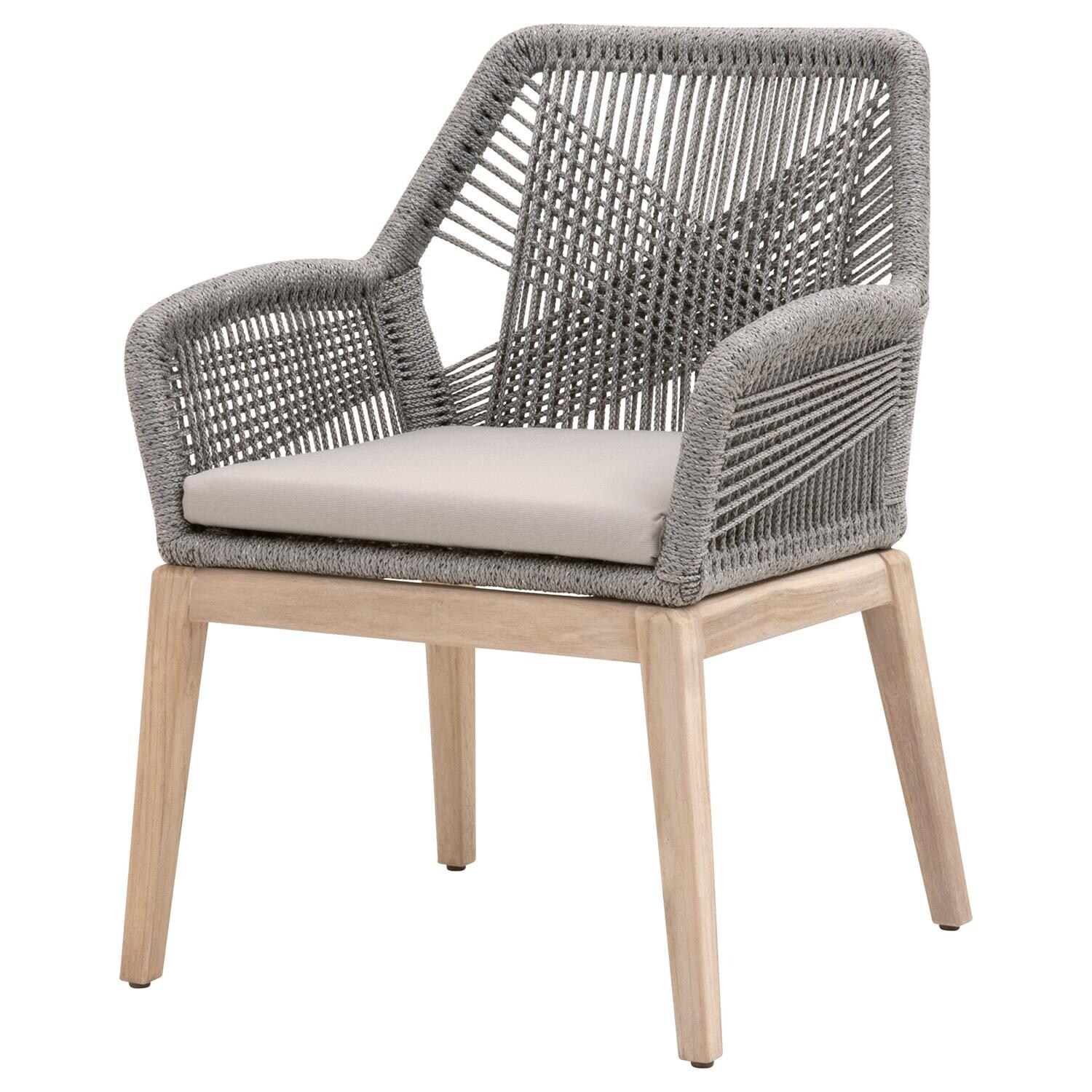 Lakeview Peninsula Way 2 Pc Woven Rope Dining Arm Chair in Platinum - Angled View thumbnail