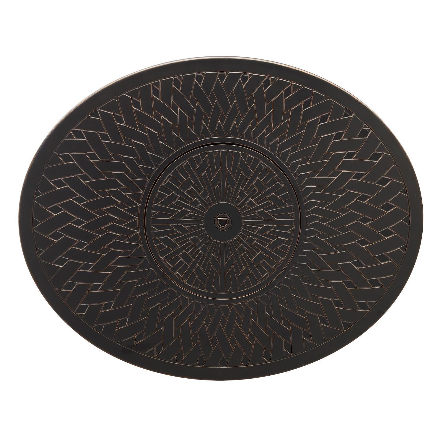 Ultimate Patio 63697-NG Palm Way 40-Inch Oval Aluminum Natural Gas Fire Pit - Top View thumbnail