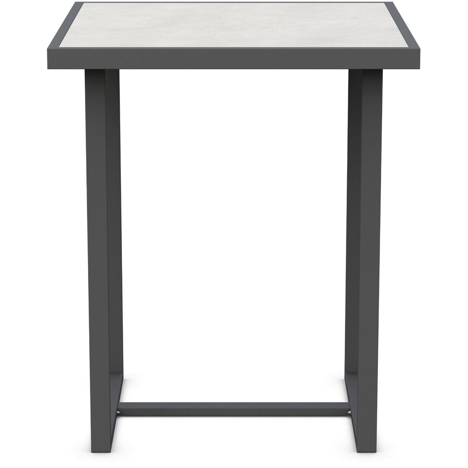 Azzurro Living Pavia 35 Inch Charcoal Aluminum Bar Table W/ Helena Dekton Top - Front - White Background thumbnail