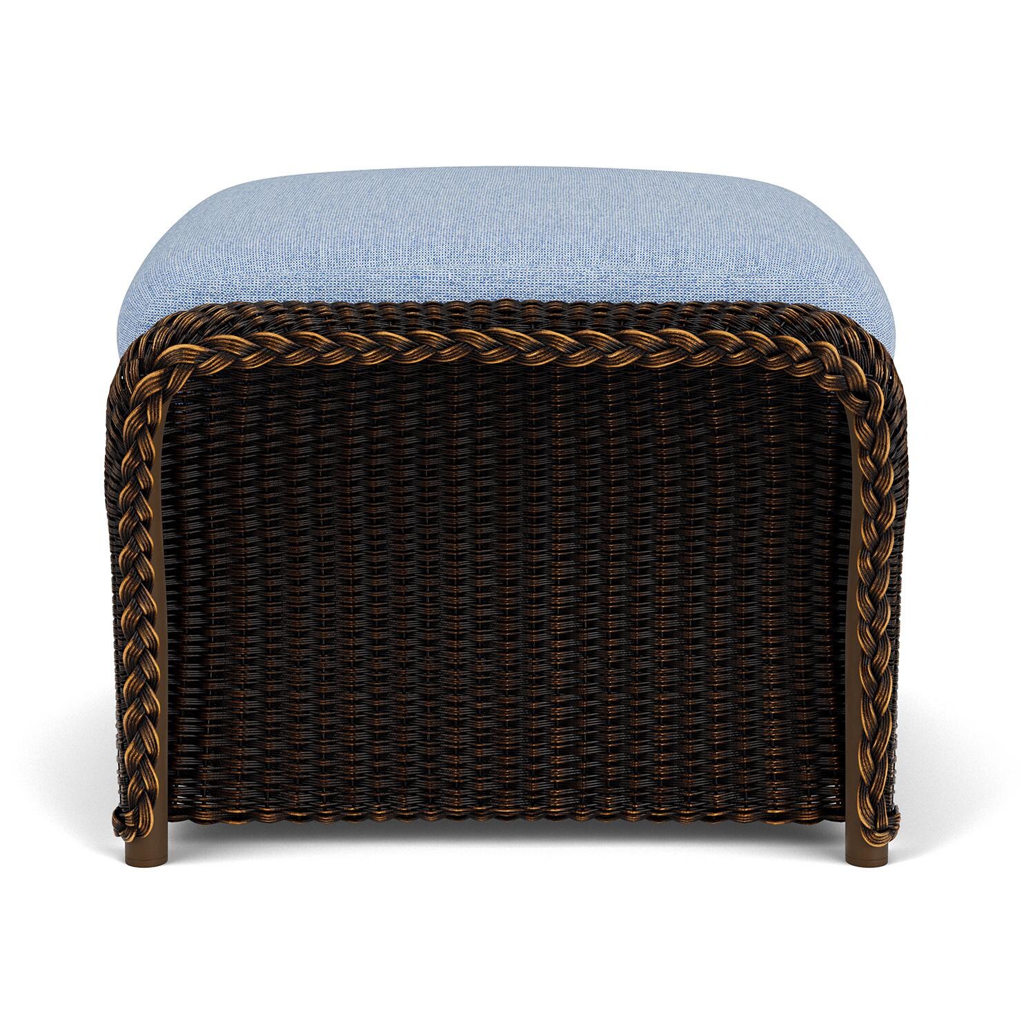 Lloyd Flanders Weekend Retreat Woven Ottoman in Mink Finish W/ Demo Skyway Fabric - Side thumbnail