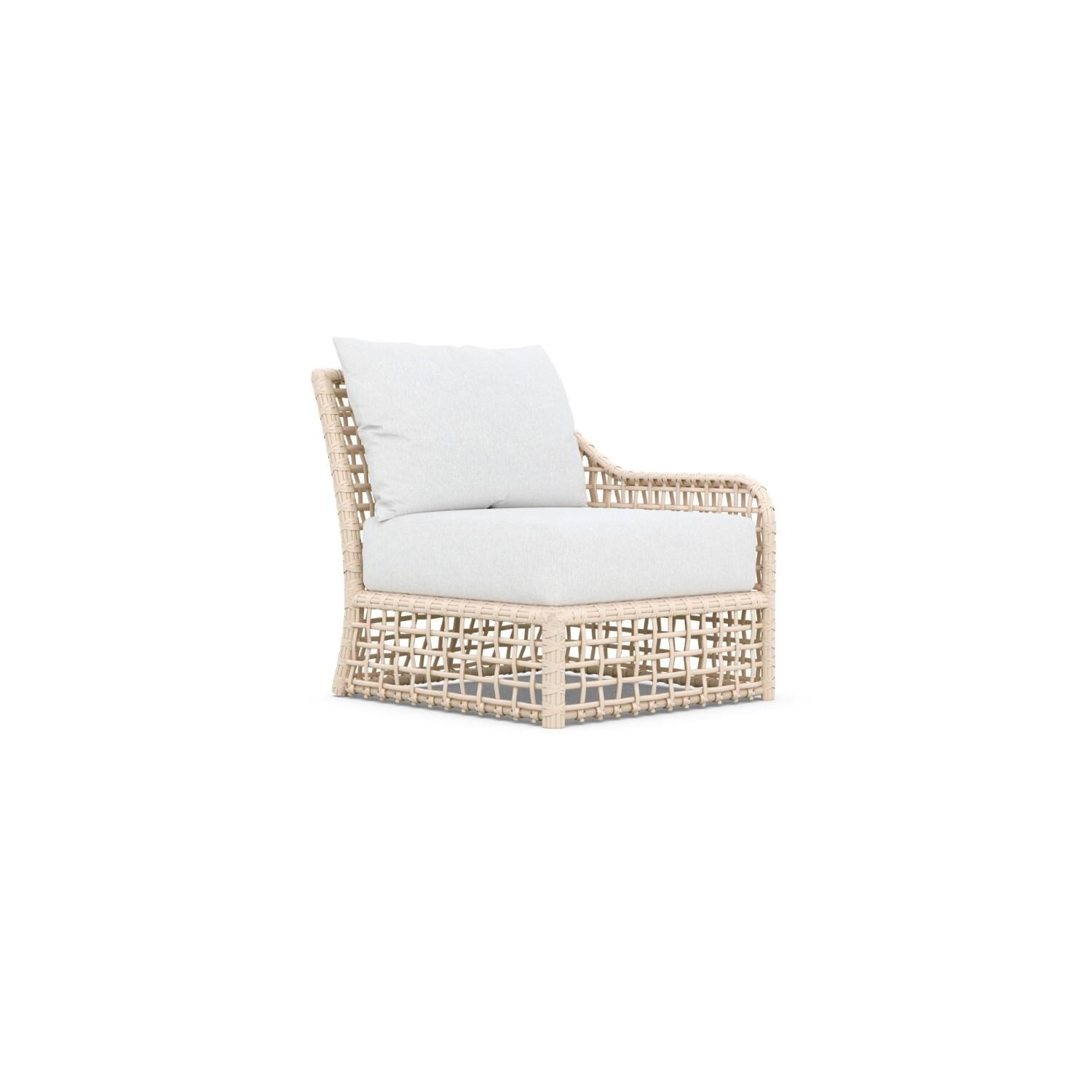 Azzurro Living KIA-W05LAC-CU Kiawah Wicker Left Arm Club Chair in Almond/Cloud - Angled - White Background thumbnail