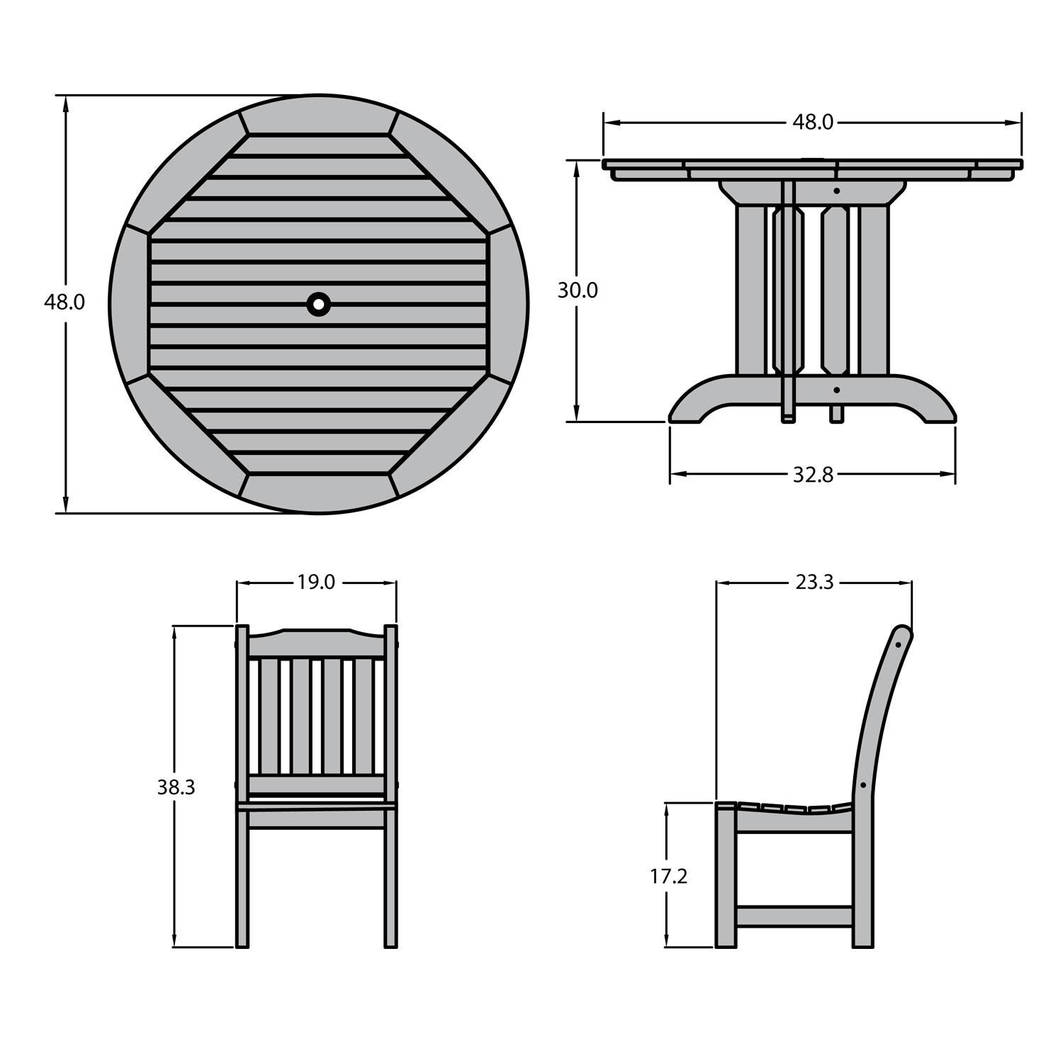 Hart Lane 5 Pc Set Recycled Plastic Dining Set In Eucalyptus By Lakeview - Dimensional thumbnail