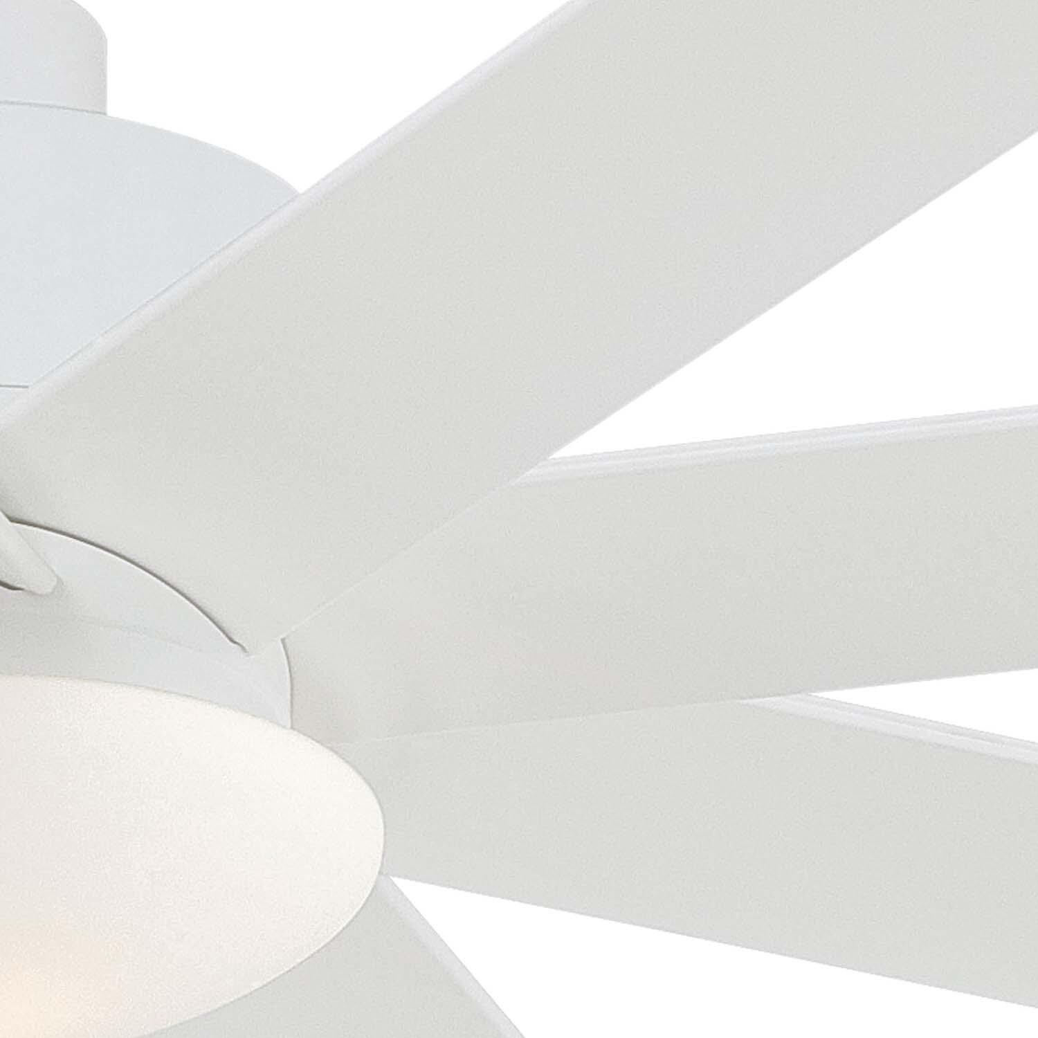 Minka-Aire F888L-WHF Slipstream 65-Inch 8-Blade LED Ceiling Fan in White Finish w/ Flat White Blades & Etched Opal Glass - Right Side thumbnail