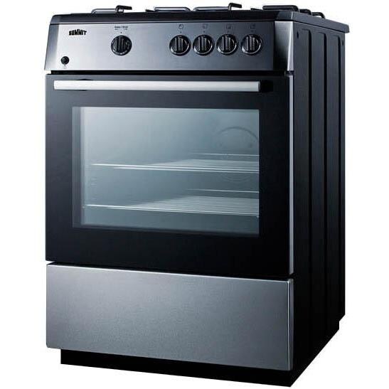Summit 24-Inch 4-Burner Slide-In Gas Range - Black - PRO24G - Angle View thumbnail