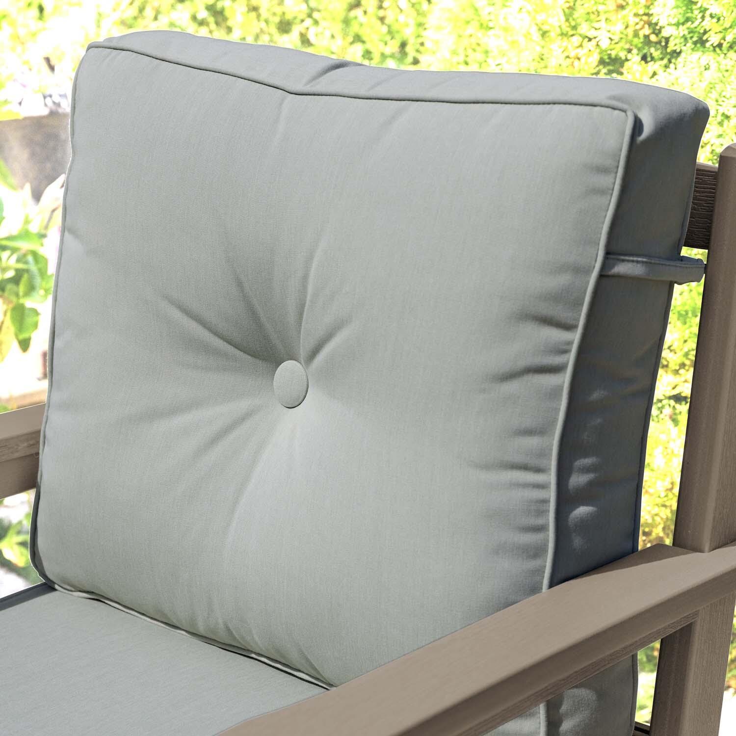 Blushing Bay 3 Pc Recycled Plastic Seating Set in Canvas Seasalt/Woodland Brown by Lakeview Outdoor Designs - Cushion - Detail thumbnail