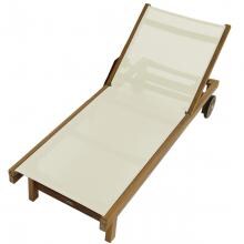 Sundaze Teak Patio Chaise Lounge W/ White Sling By Royal Teak Collection