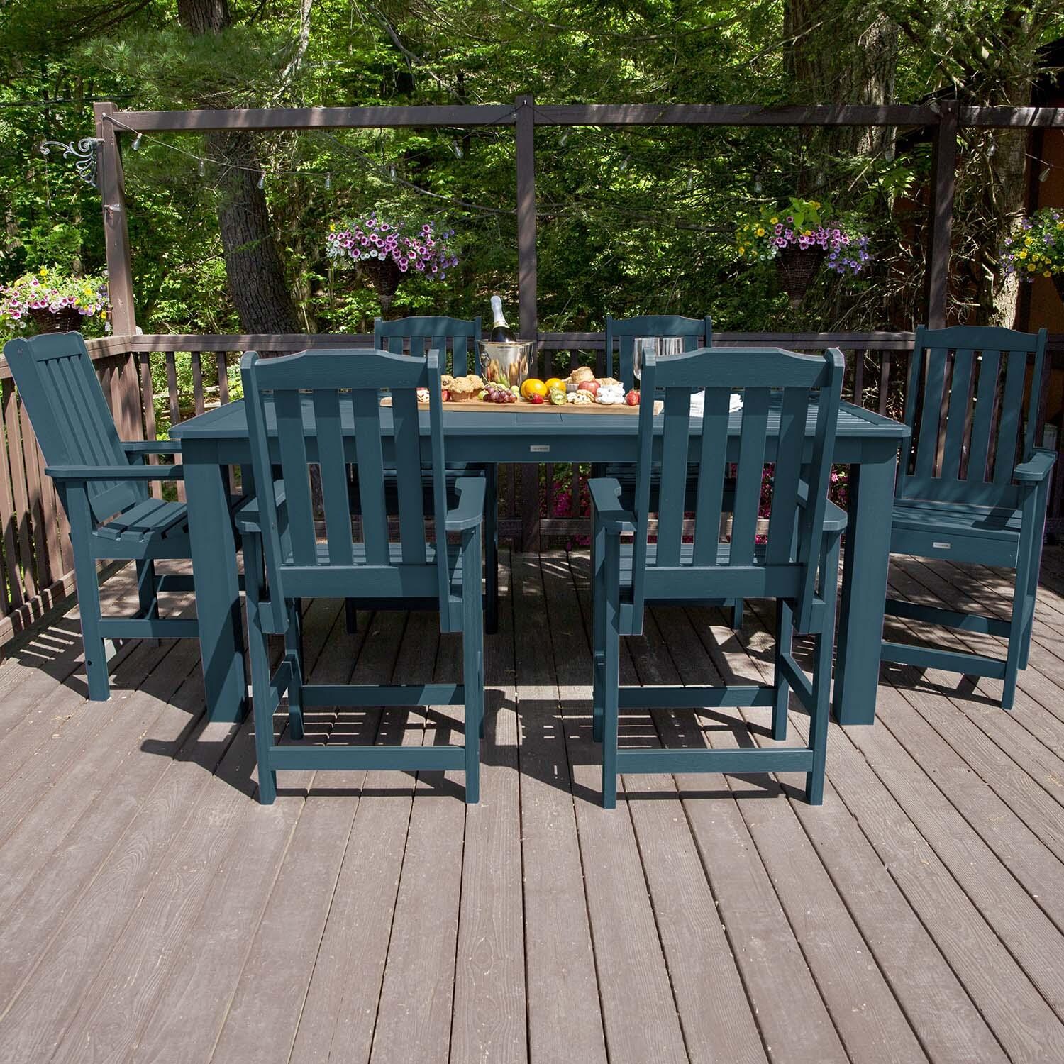 Hart Lane 7 Pc Recycled Plastic Counter Height Dining Set in Nantucket Blue by Lakeview Outdoor Designs