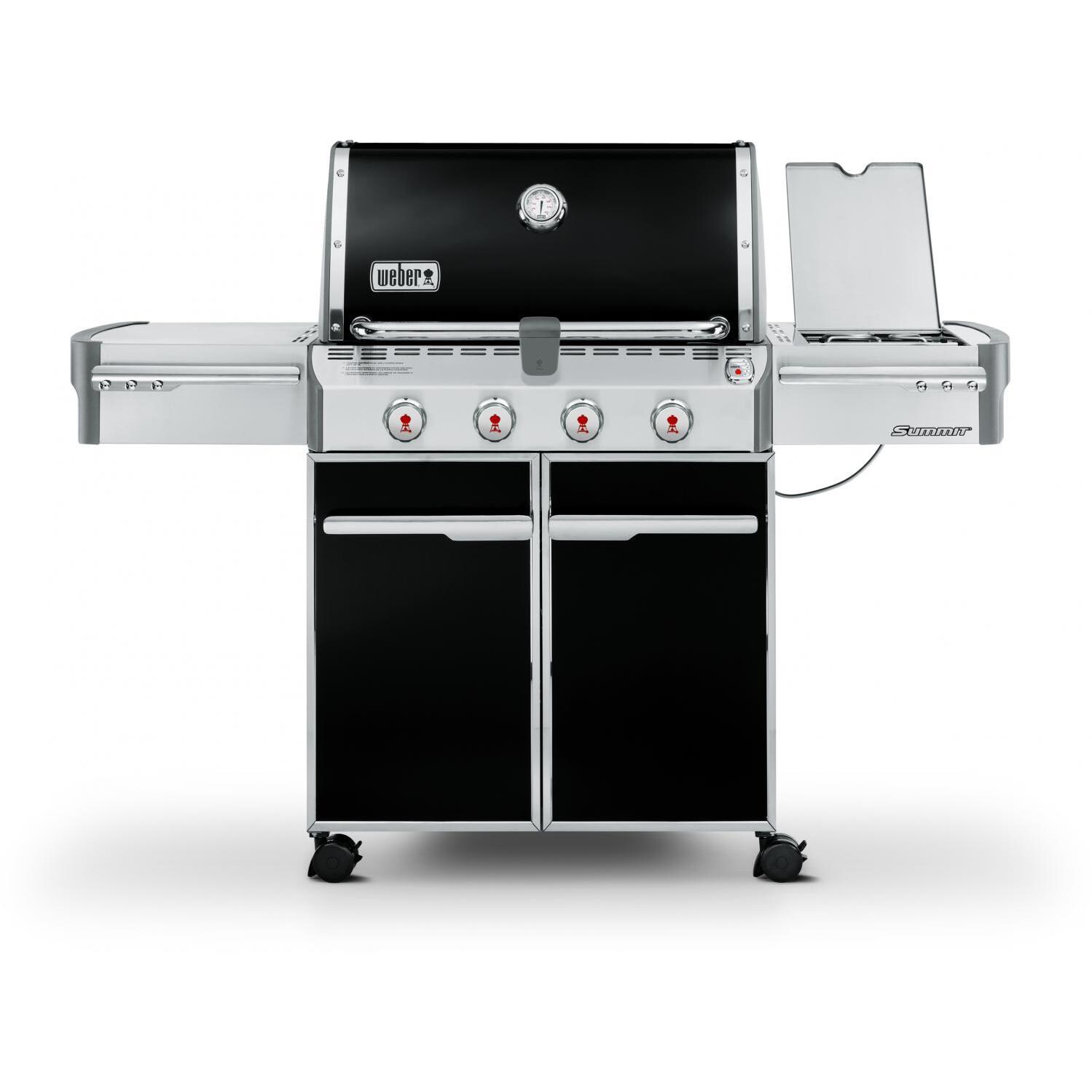 Weber Summit E-420 Freestanding Propane Gas Grill With Side Burner - Black