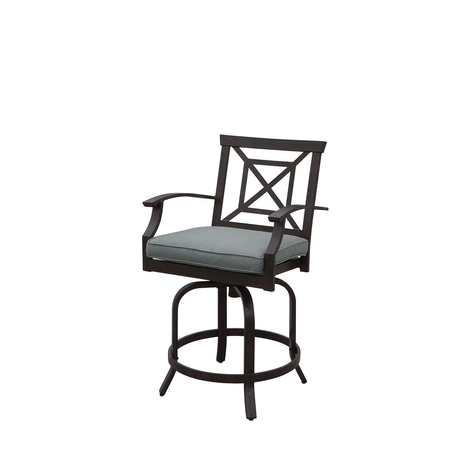 Atlantis Aluminum Counter Height Swivel Bar Stool Set of 4 w/ Spa Cushions in Walnut By Darlee - White Background thumbnail