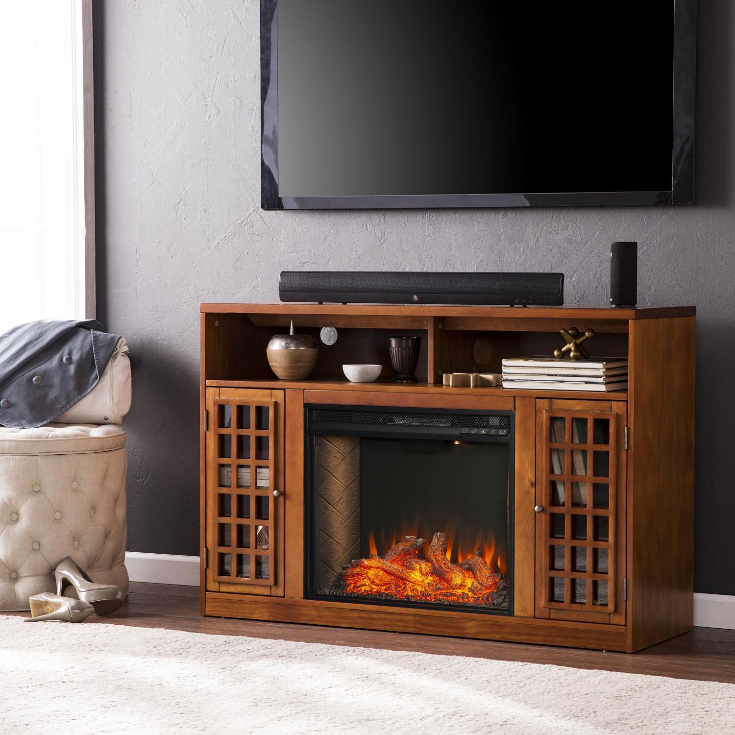 Southern Enterprises Narita Alexa-Enabled Smart Media Fireplace W/ Storage - FS9302