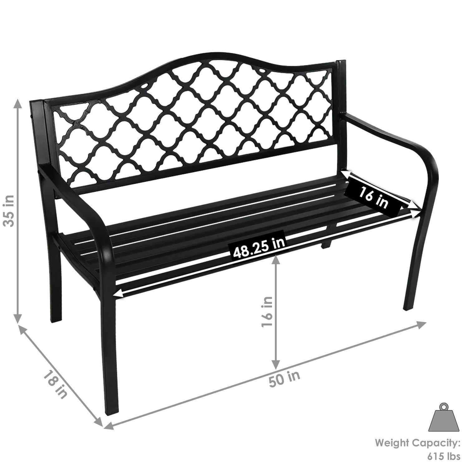 Ultimate Patio 50-Inch Cast Iron Lattice Patio Garden Bench - Dimensions thumbnail
