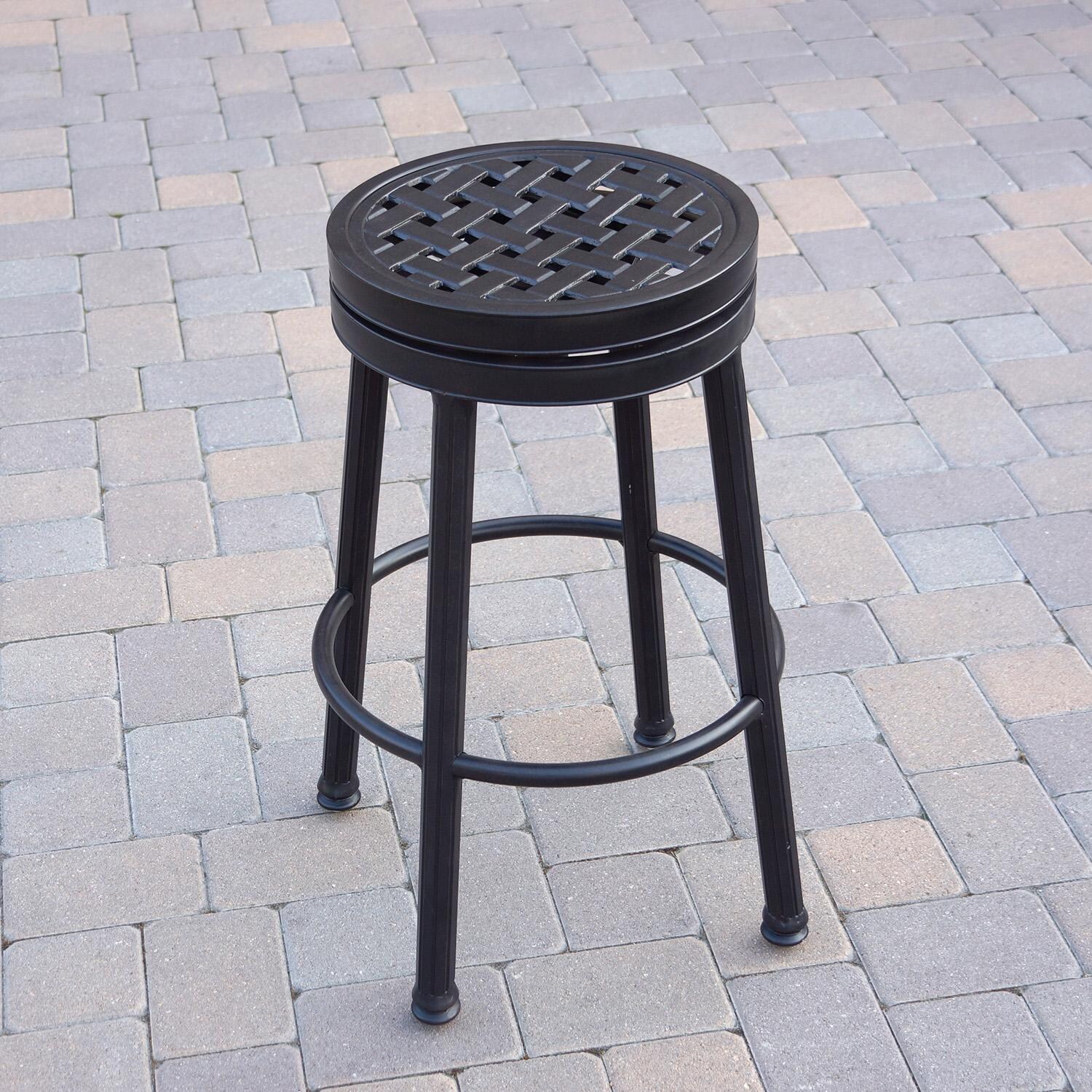 Darlee Cast Aluminum Outdoor Patio Round Bar Stool - No Cushion - Lifestyle thumbnail